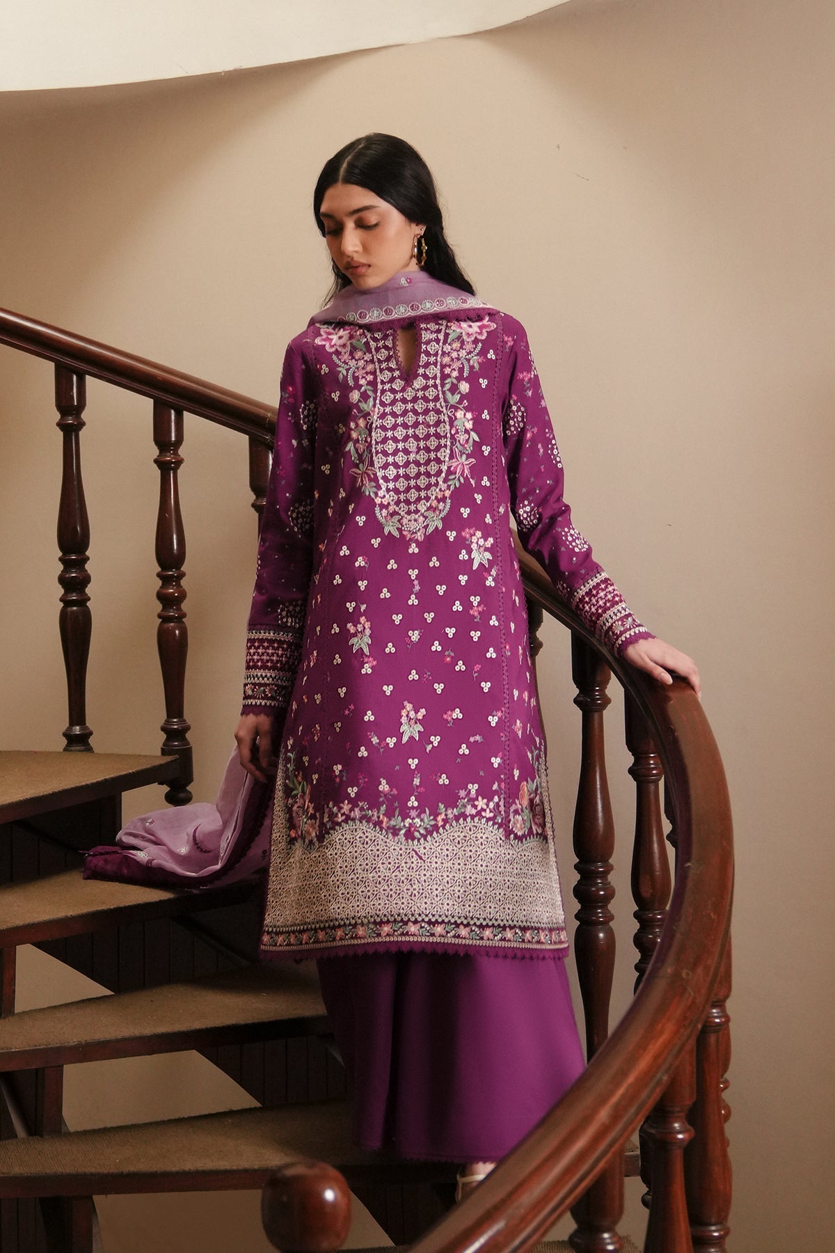 Lilace Organza Pakistani Summer Dresses - Afrozeh - 5
