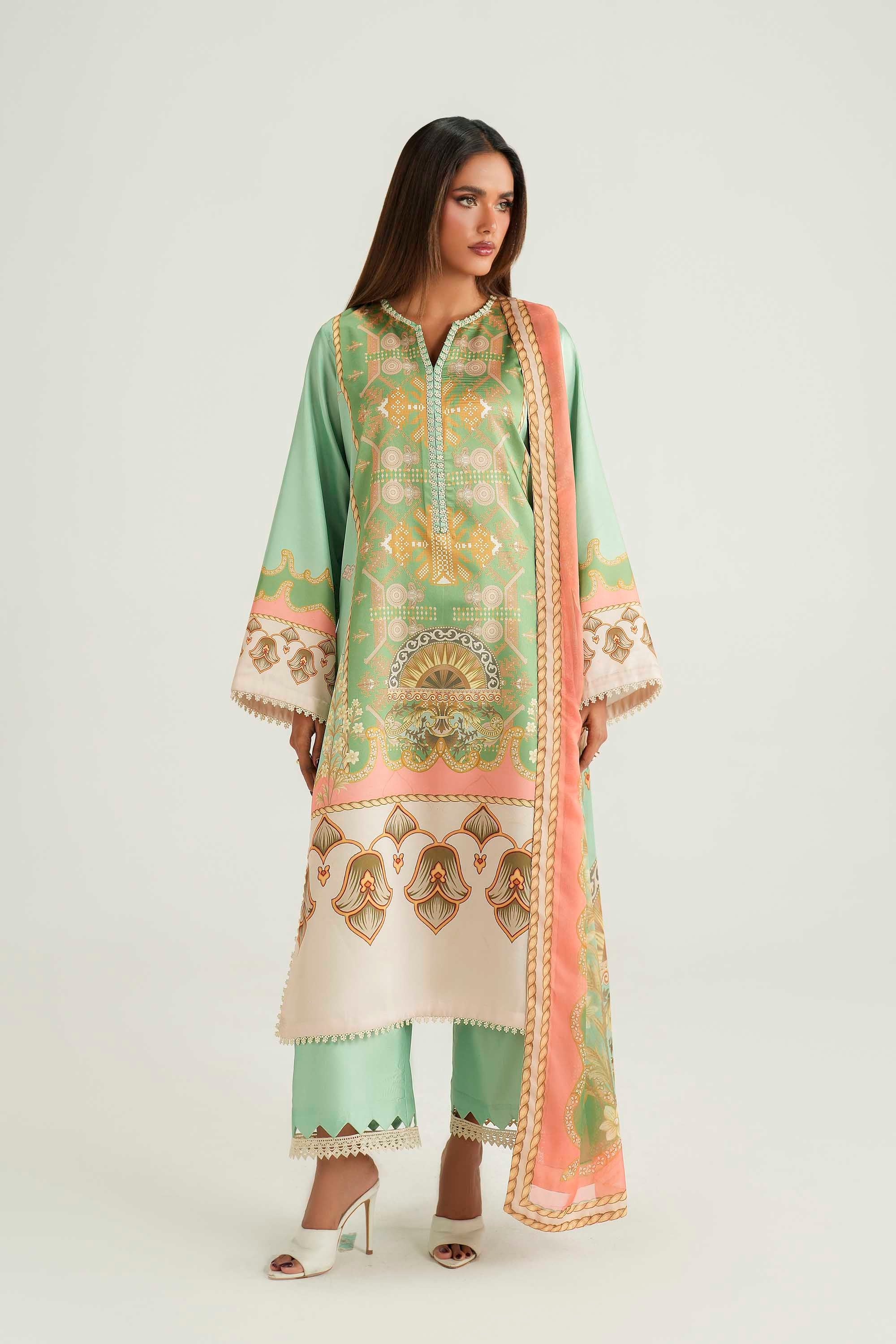 Zinnia Silk Pakistani Formal Dresses - Akbar Aslam - 1