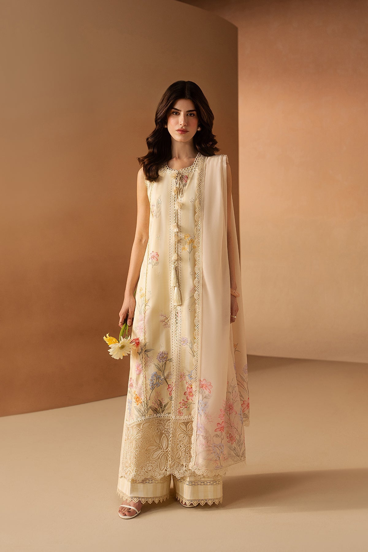 Hazelen Yellow Premium Fabric Pakistani Summer Dresses - Afrozeh - 1