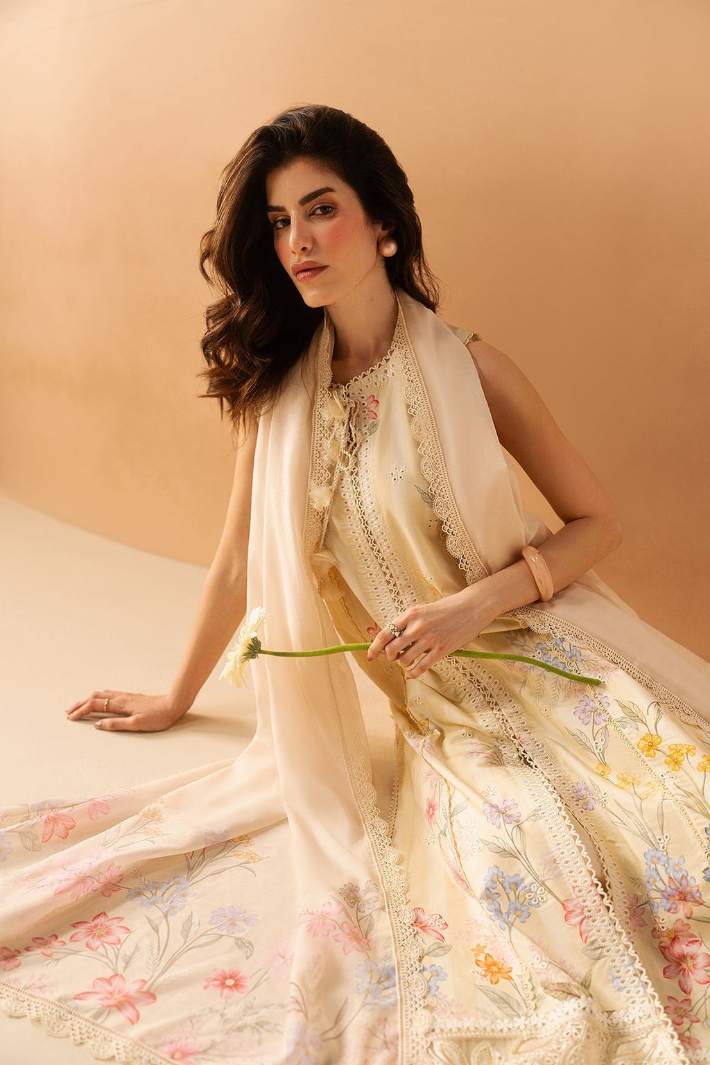 Hazelen Yellow Premium Fabric Pakistani Summer Dresses - Afrozeh - 4
