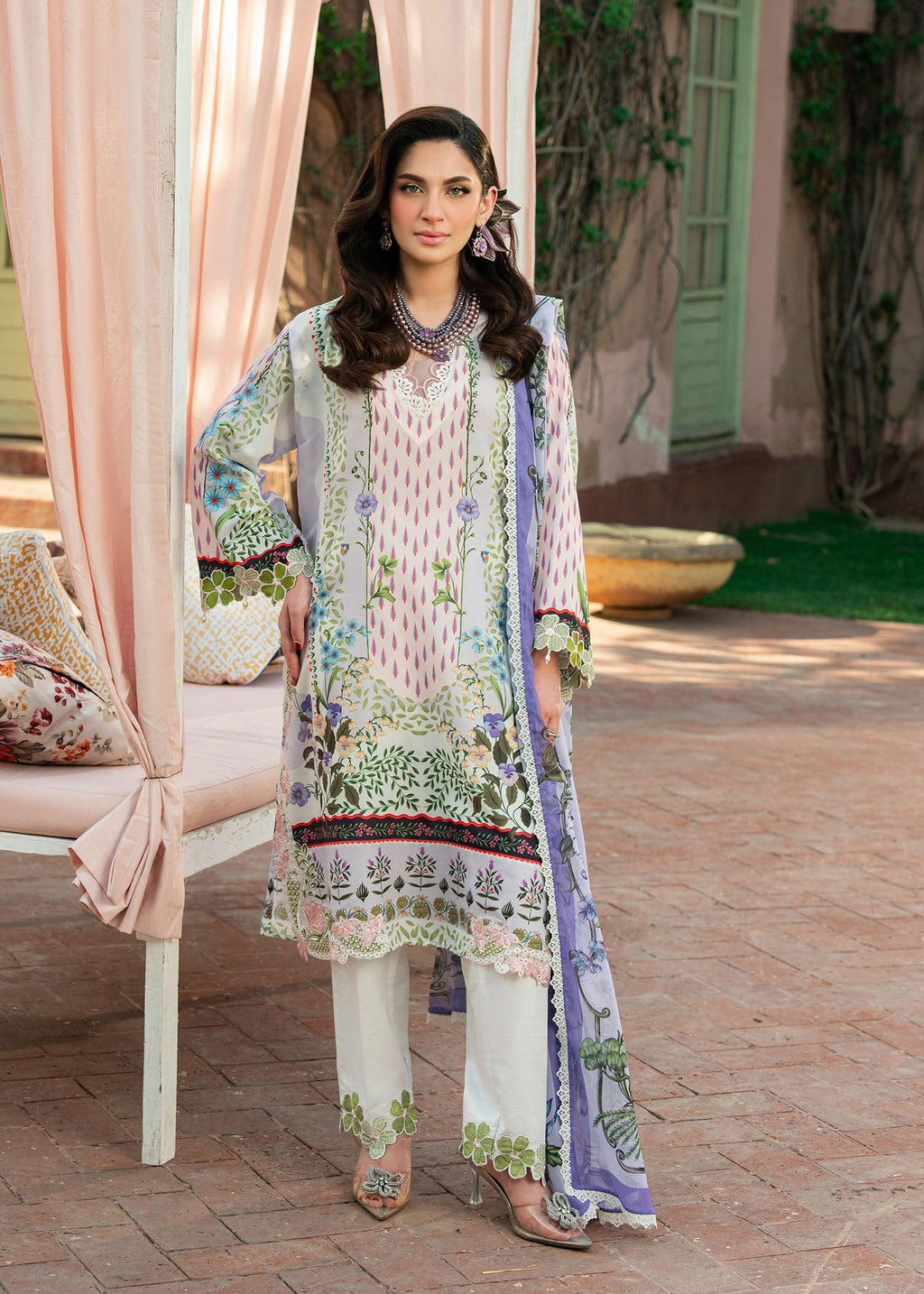 Lavender Latte Embroidered Pakistani Dress