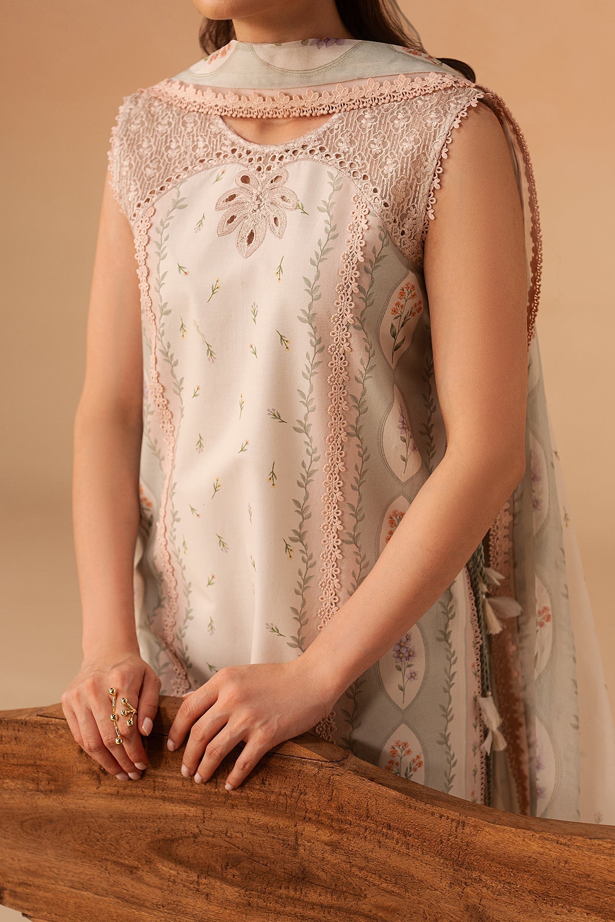 Sunnival Ivory Premium Fabric Pakistani Summer Dresses - Afrozeh - 2