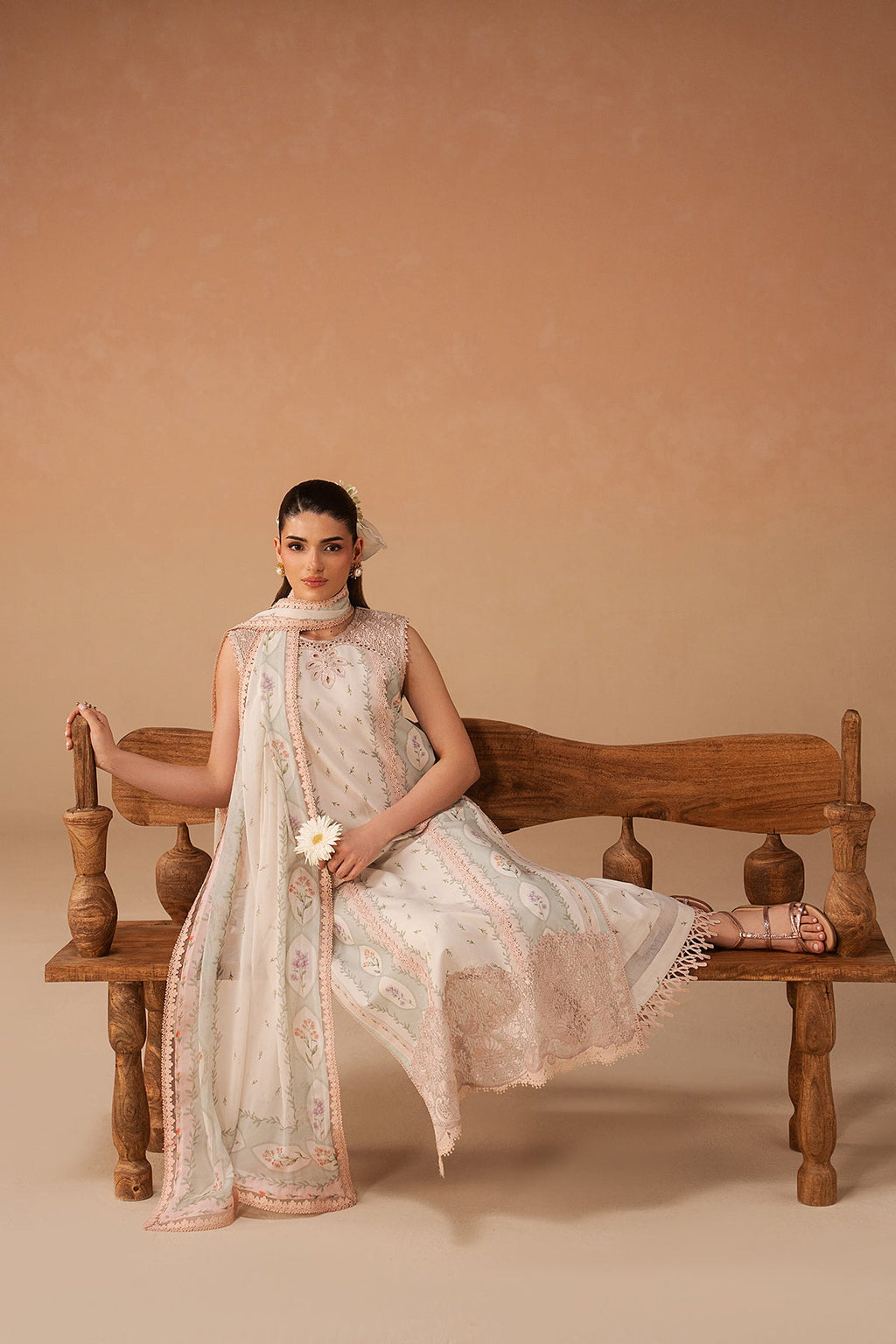 Sunnival Ivory Premium Fabric Pakistani Summer Dresses - Afrozeh - 5
