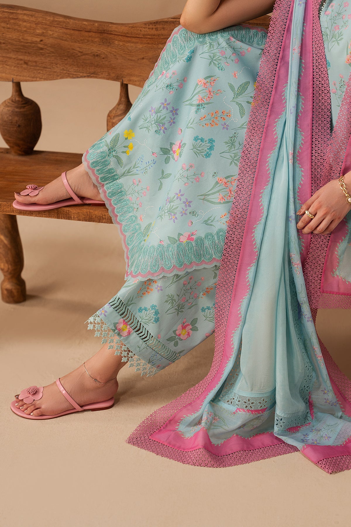 Sunlaced Plum Premium Fabric Pakistani Summer Dresses - Afrozeh - 3