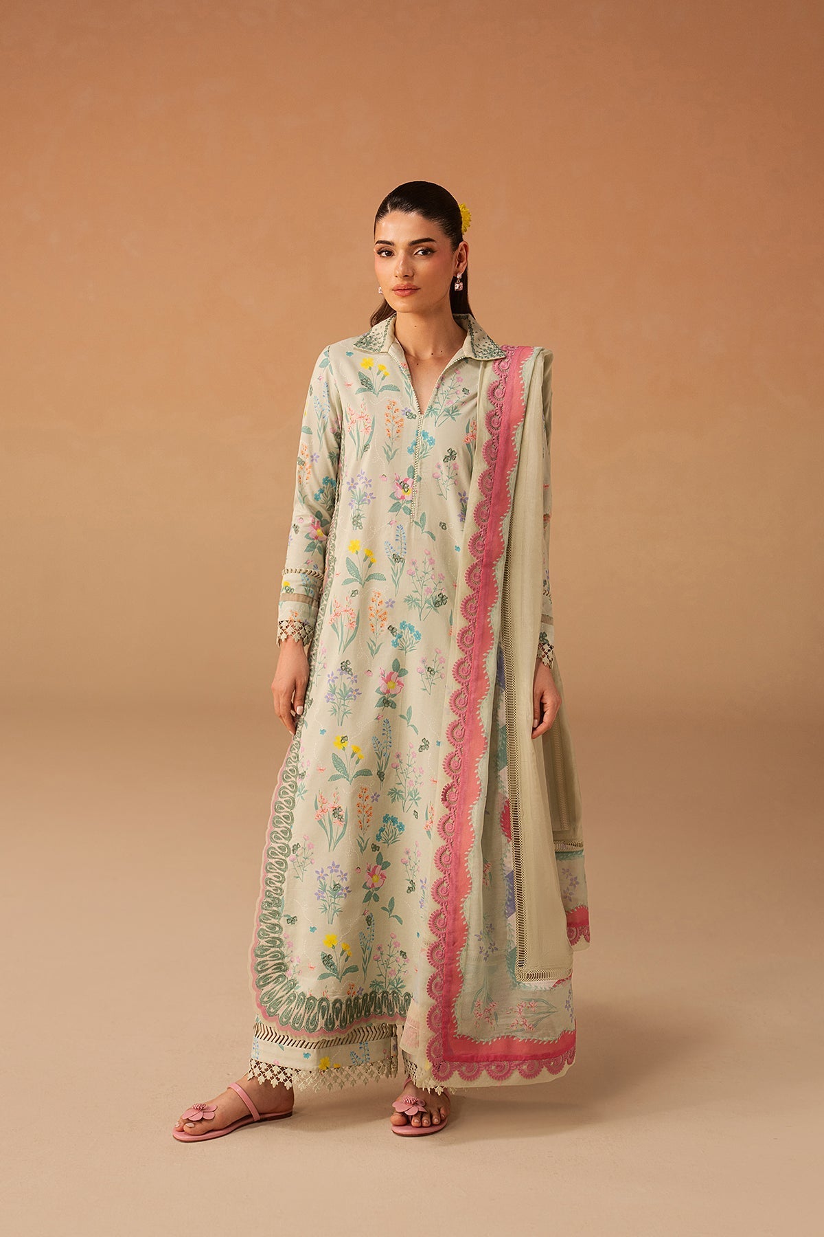Sunlaced Green Premium Fabric Pakistani Summer Dresses - Afrozeh - 1