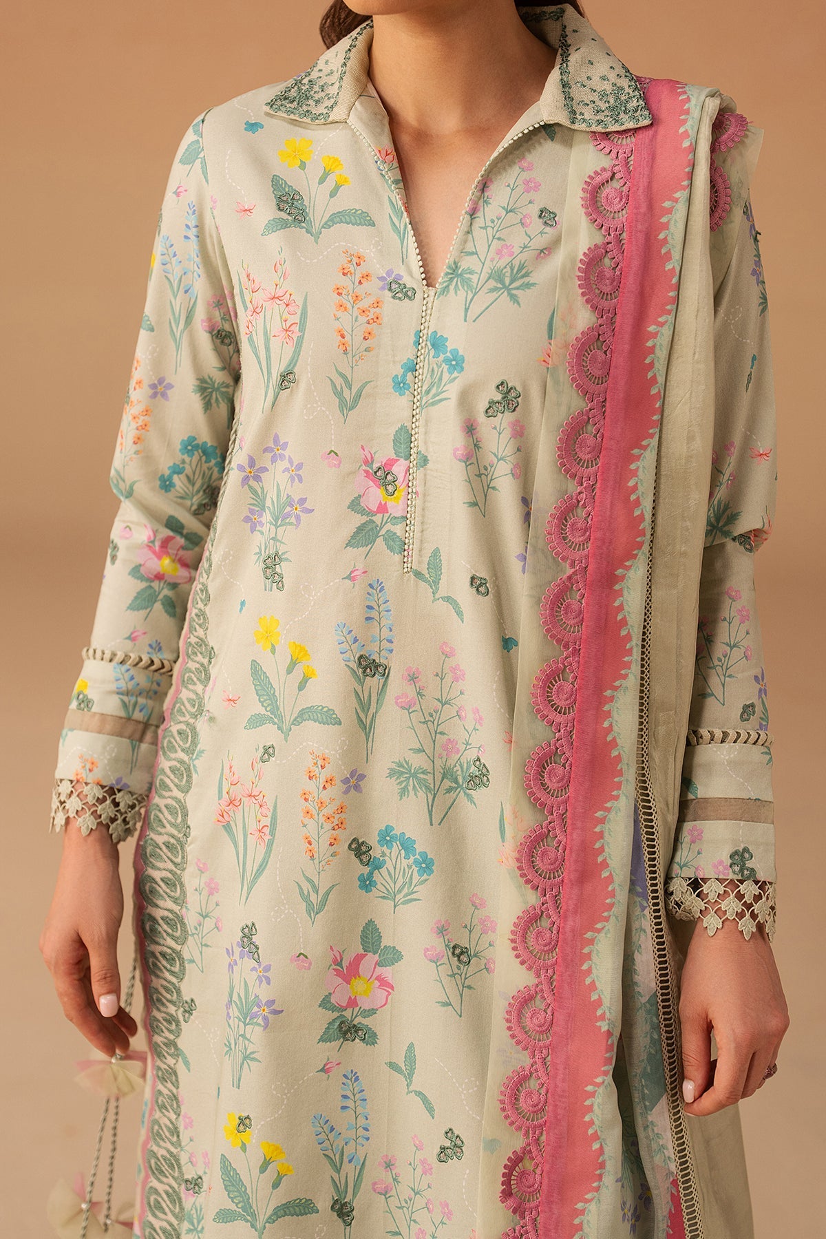 Sunlaced Green Premium Fabric Pakistani Summer Dresses - Afrozeh - 2