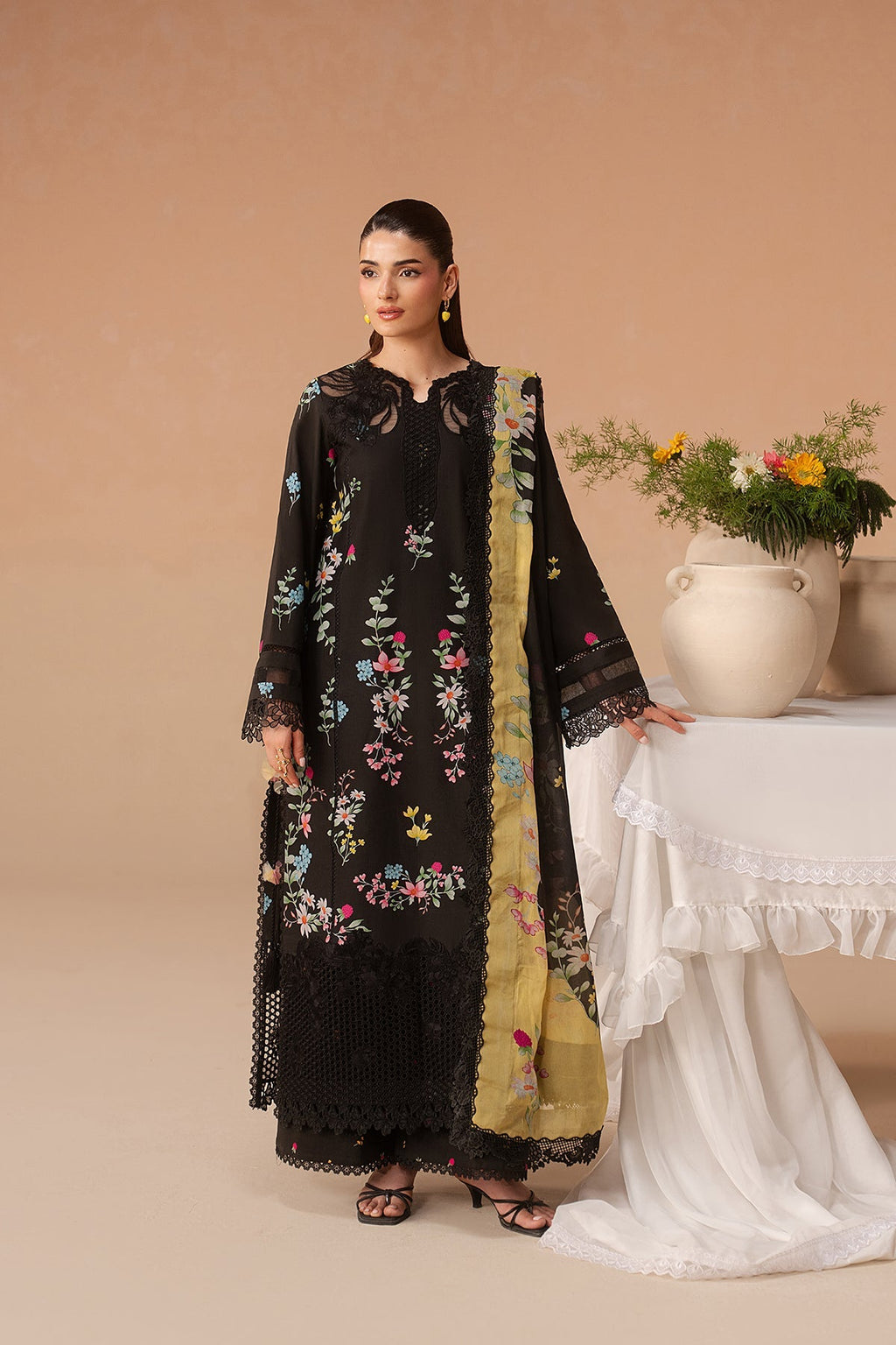 Evania Rust Premium Fabric Pakistani Summer Dresses - Afrozeh - 1