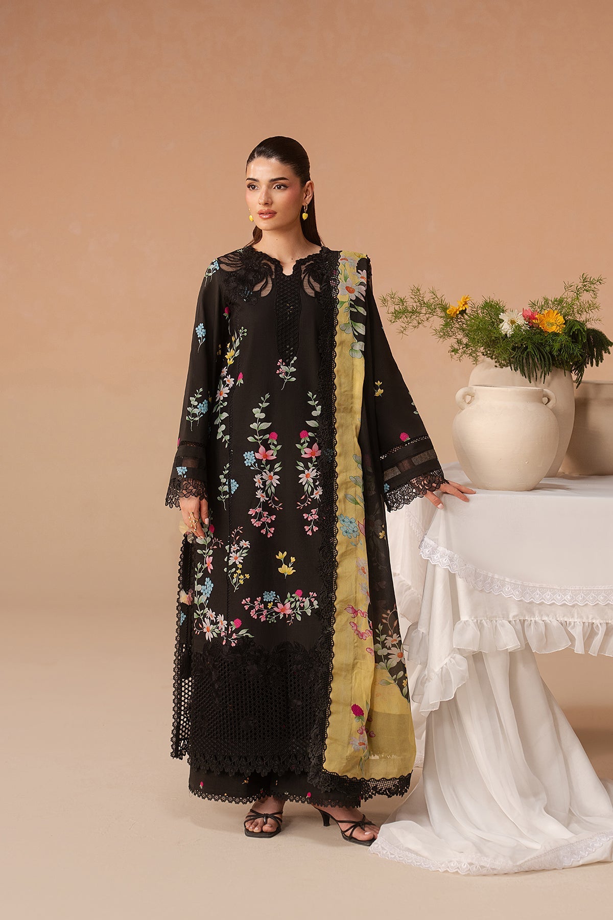 Evania Rust Premium Fabric Pakistani Summer Dresses - Afrozeh - 1