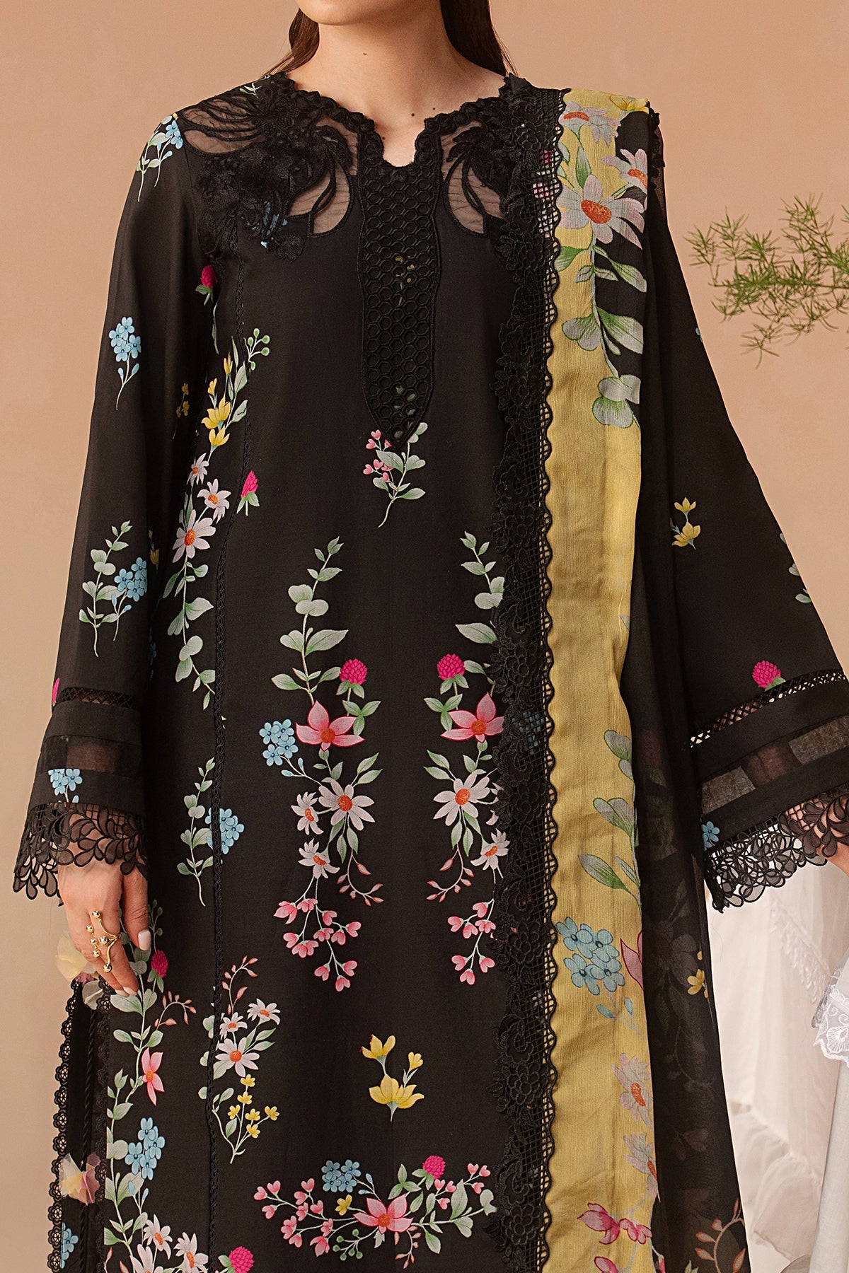 Evania Rust Premium Fabric Pakistani Summer Dresses - Afrozeh - 2