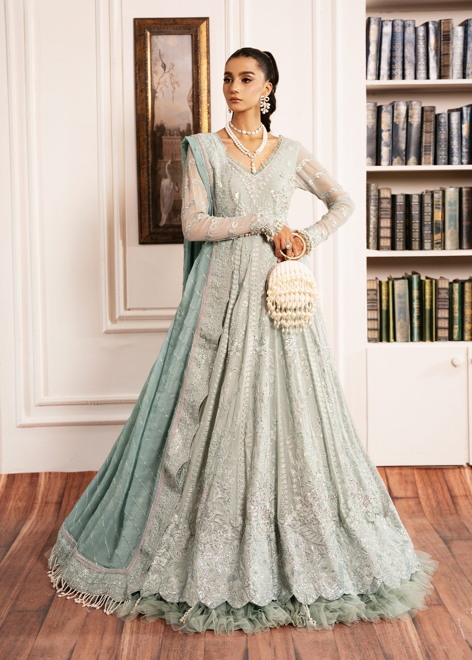 EQUISITE-ROSE Raw Silk Pakistani Formal Dresses