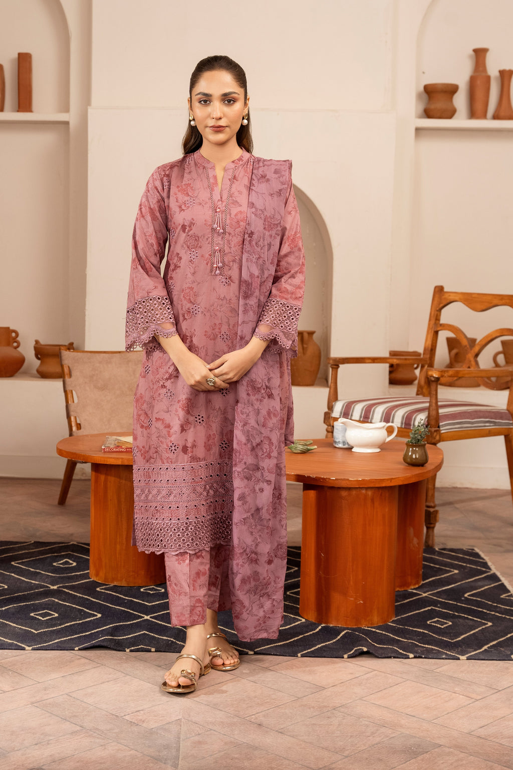 Izrume - Pink Premium Fabric Pakistani Summer Dresses - Sahiba-clothing - 1
