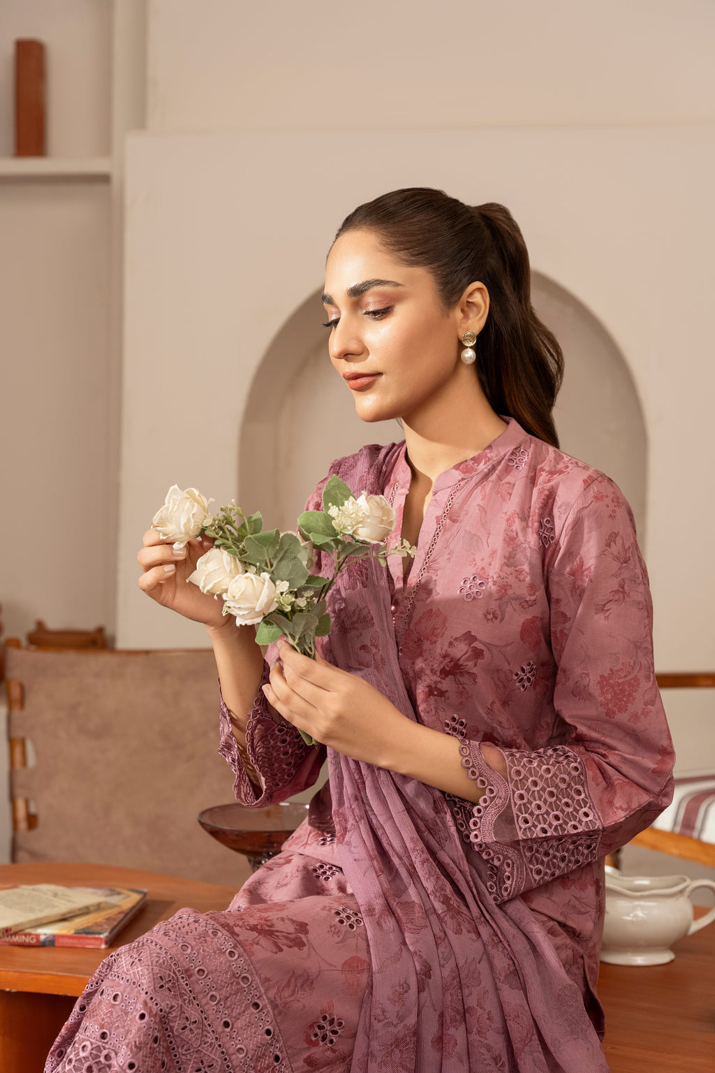 Izrume - Pink Premium Fabric Pakistani Summer Dresses - Sahiba-clothing - 7