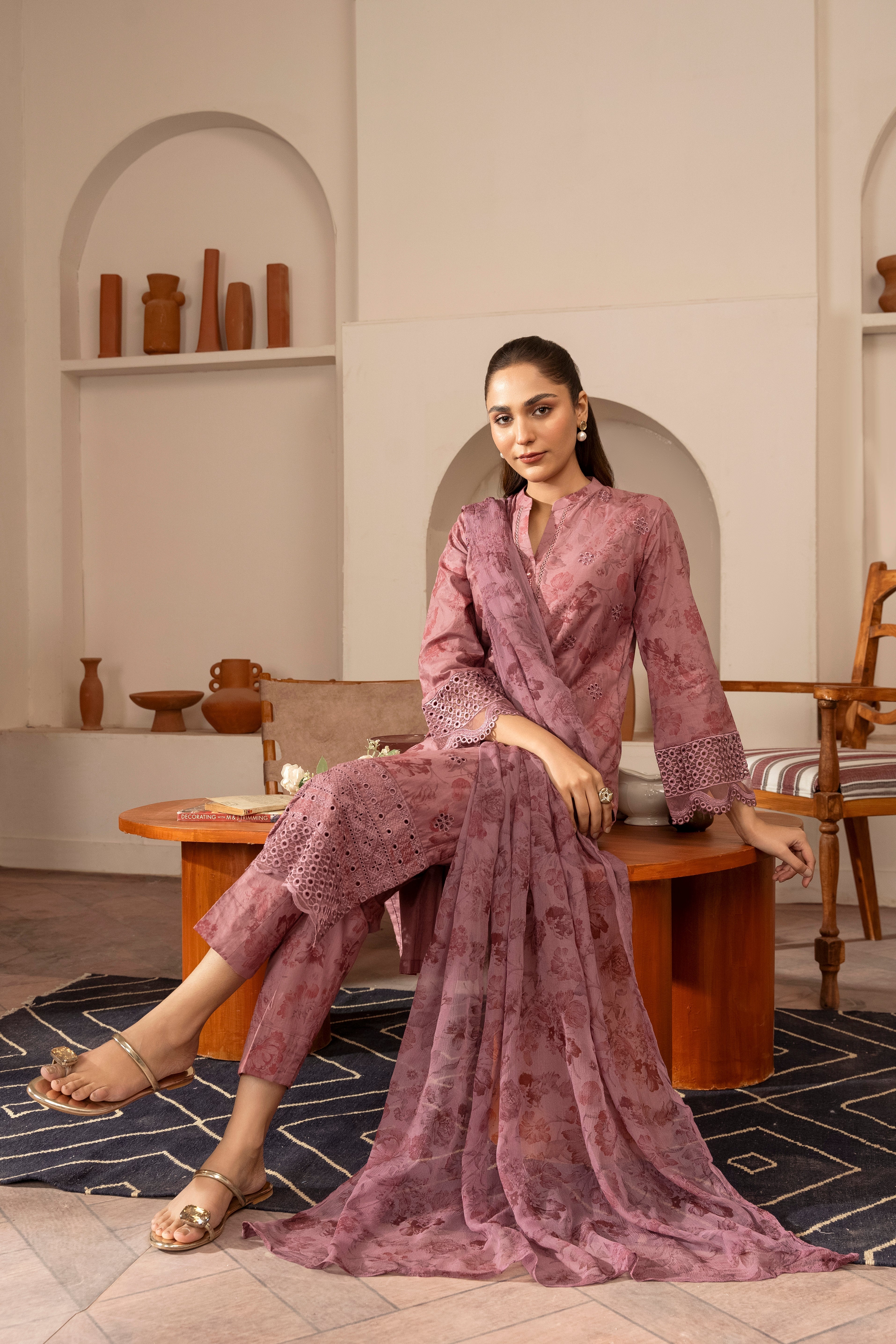 Izrume - Pink Premium Fabric Pakistani Summer Dresses - Sahiba-clothing - 2