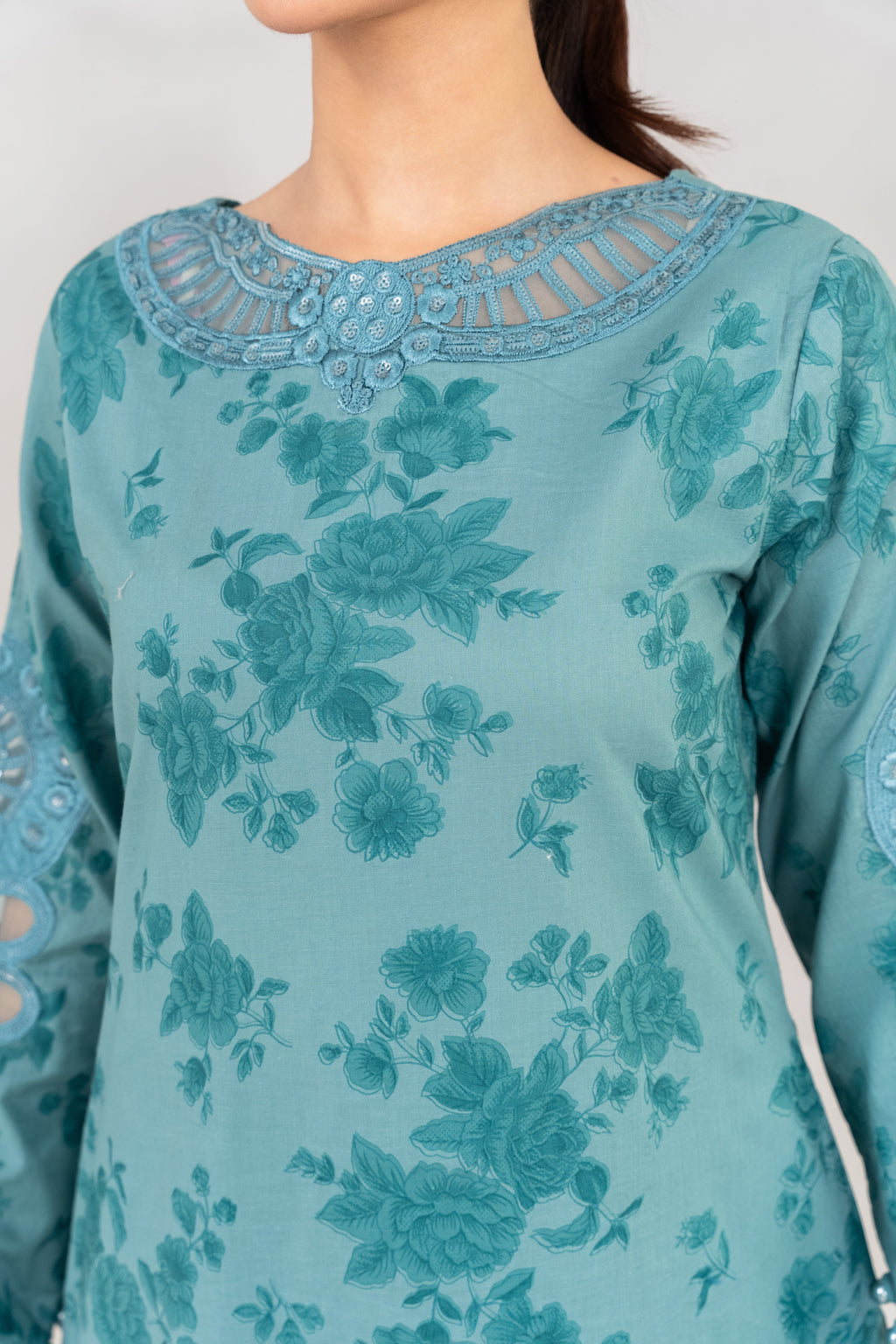 Shaila - Blue Premium Fabric Pakistani Winter Dresses - Sahiba-clothing - 4
