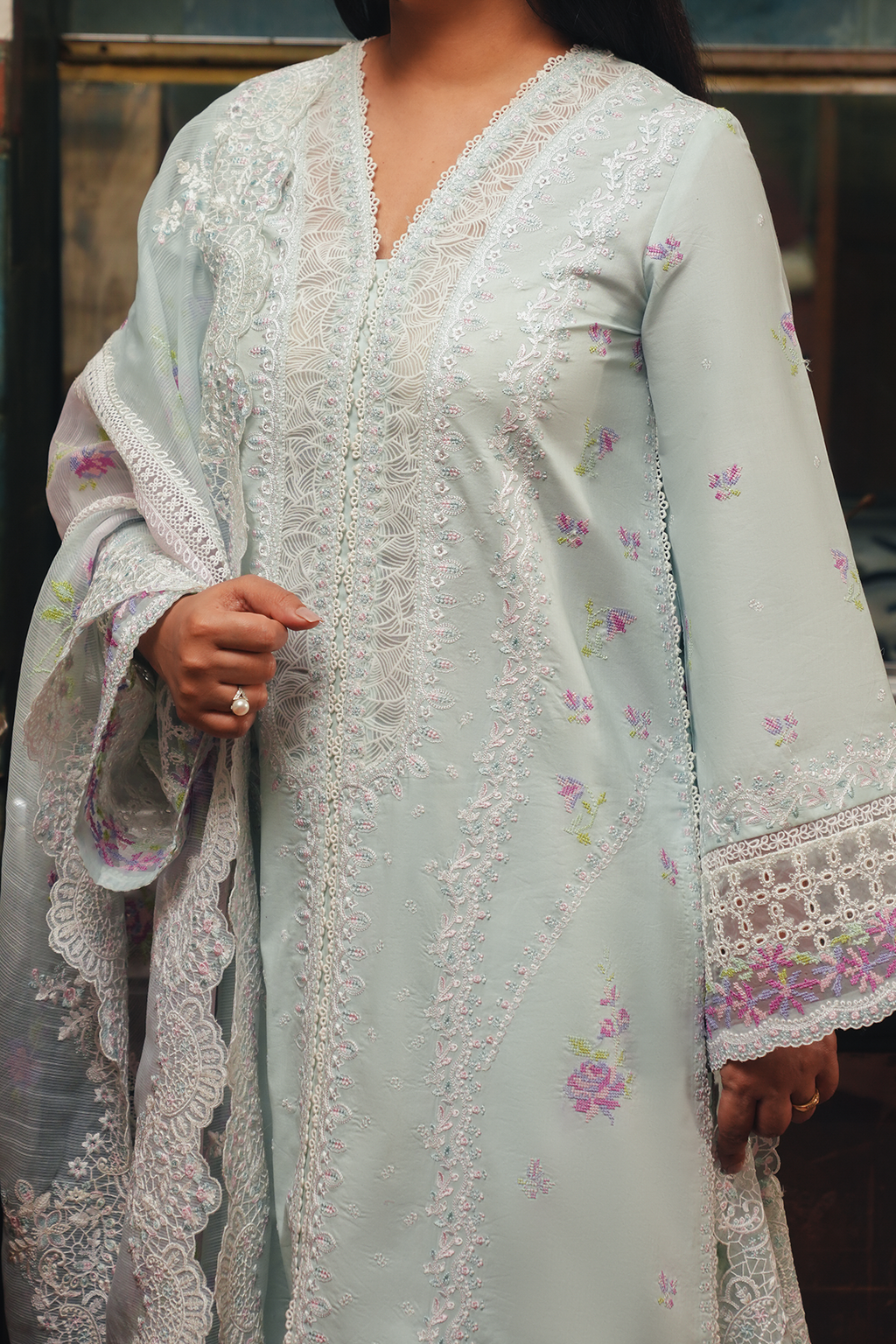 CHAM CHAM Organza Pakistani Summer Dresses - Afrozeh - 4