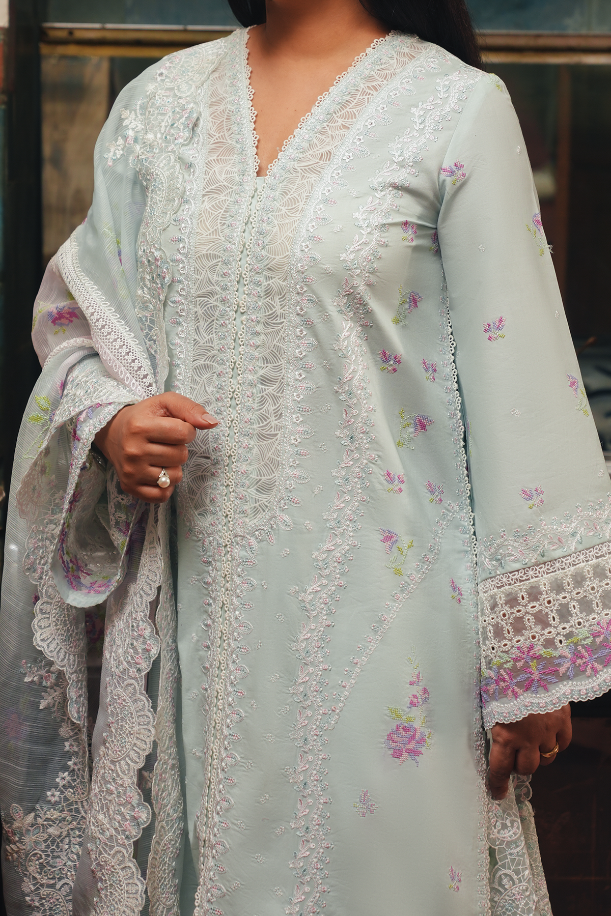 CHAM CHAM Organza Pakistani Summer Dresses - Afrozeh - 4