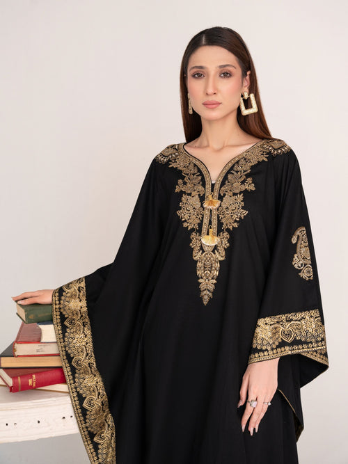 Crescent (Black) - Kaftan Premium Fabric Pakistani Summer Dresses - Sahiba-clothing - 2