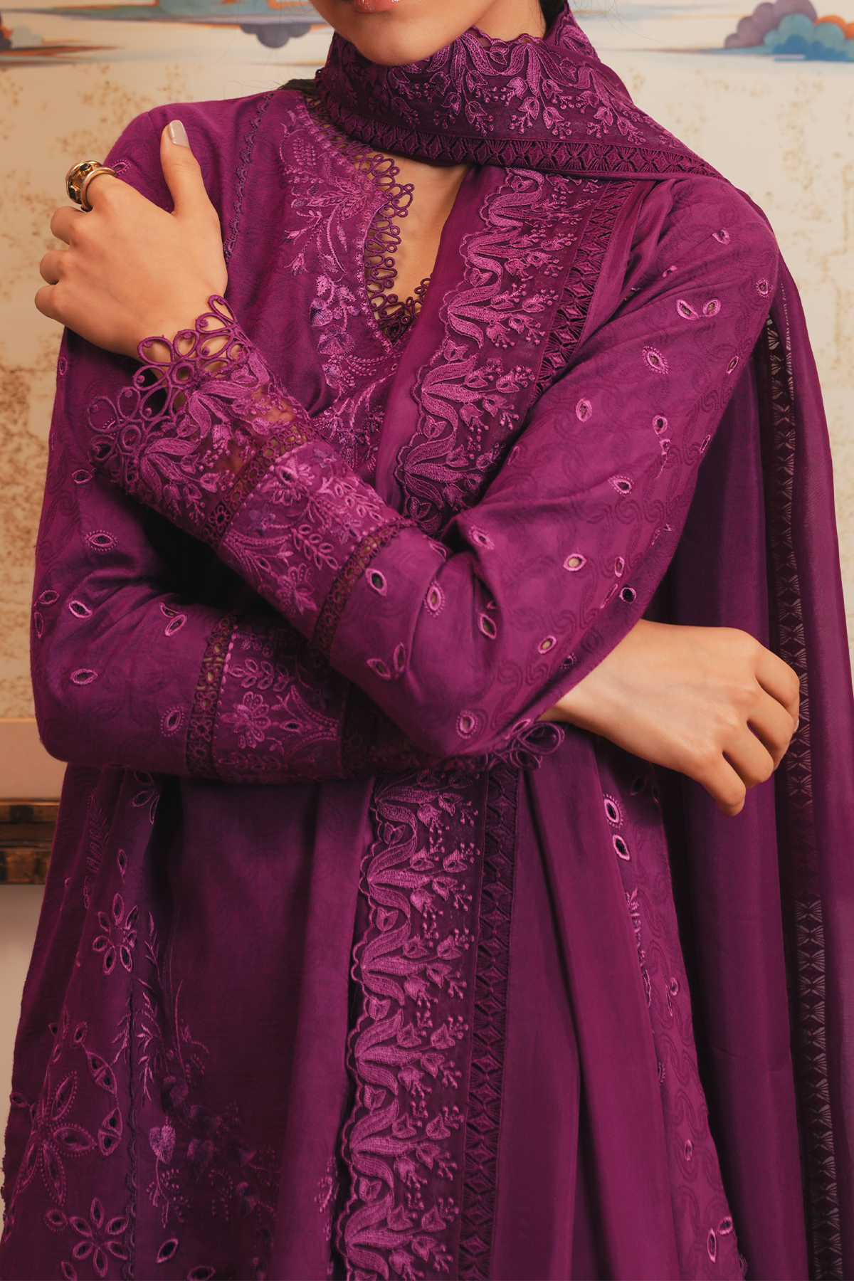 JAMUN Jacquard Pakistani Summer Dresses - Afrozeh - 3
