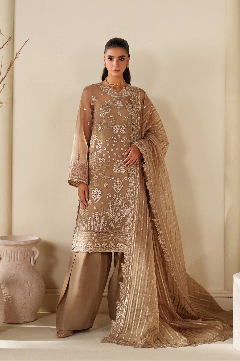 Cedar Raw Silk Pakistani Casuals Dresses