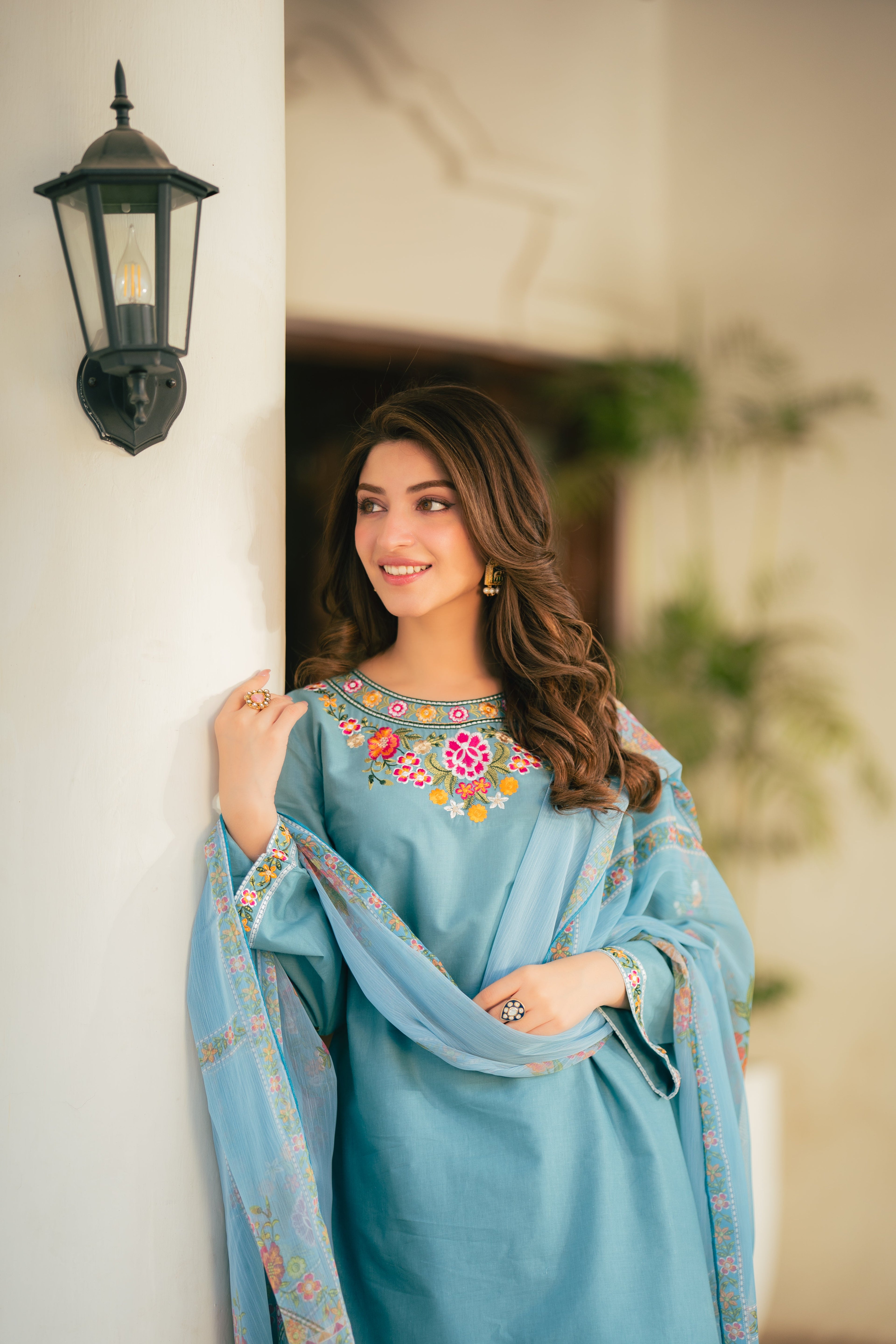 Ayza Blue Premium Fabric Pakistani Summer Dresses - Sahiba-clothing - 5