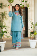 Ayza Blue Premium Fabric Pakistani Summer Dresses - Sahiba-clothing - 1