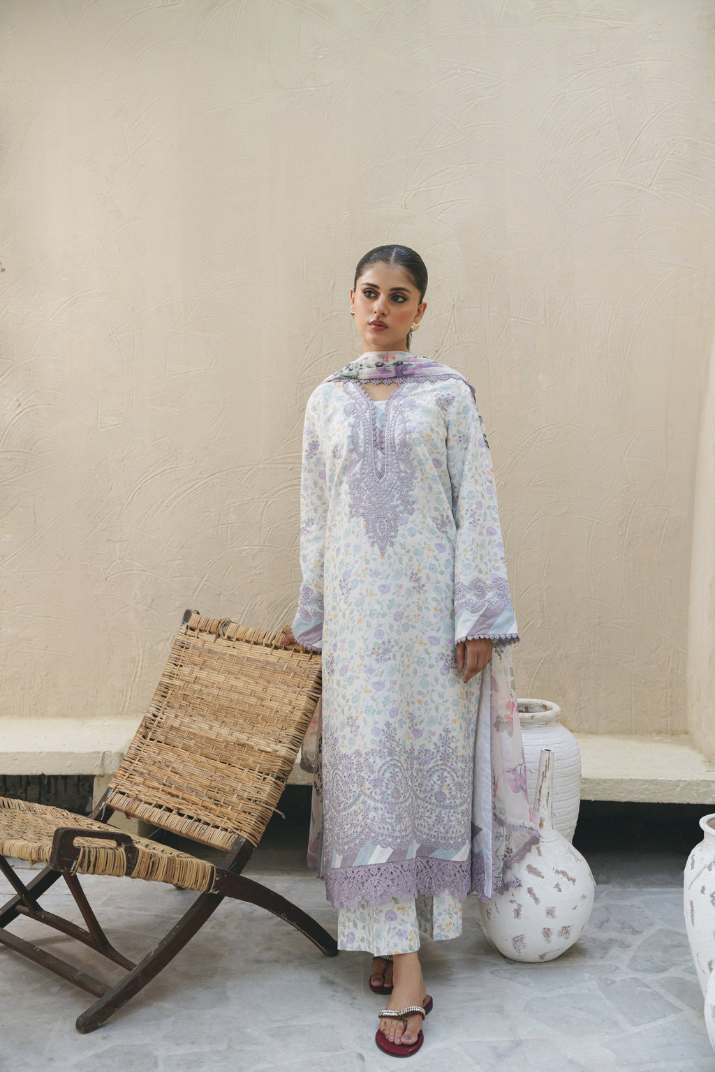 LINA (AF-02) Chiffon Pakistani Summer Dresses - aabyaan - 1