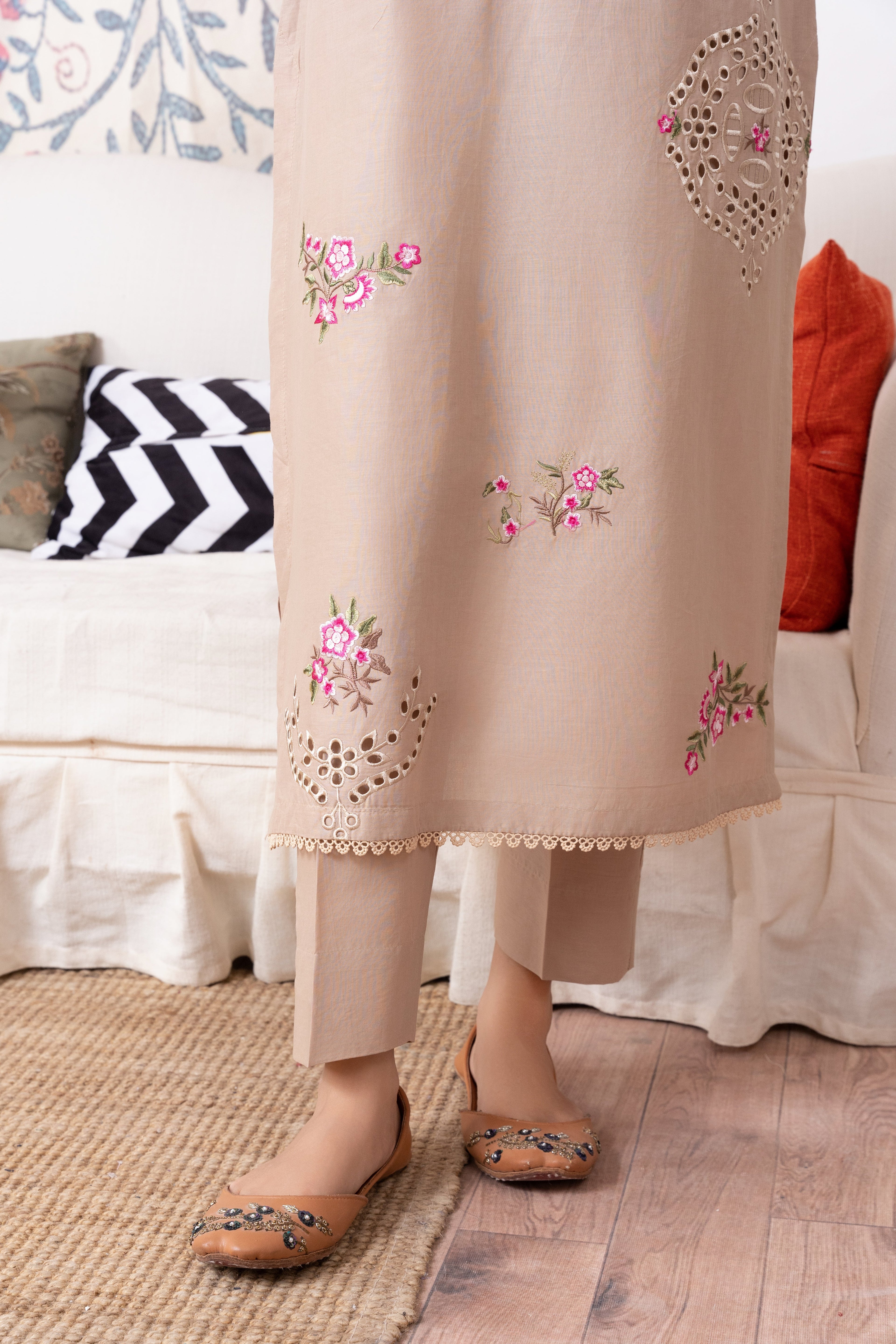 Wave (Beige) Premium Fabric Pakistani Summer Dresses - Sahiba-clothing - 3