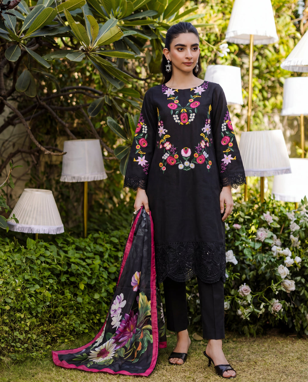 Daffodil Black Premium Fabric Pakistani Summer Dresses - Sahiba-clothing - 3