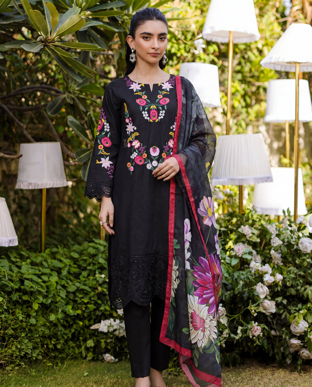 Daffodil Black Premium Fabric Pakistani Summer Dresses - Sahiba-clothing - 8
