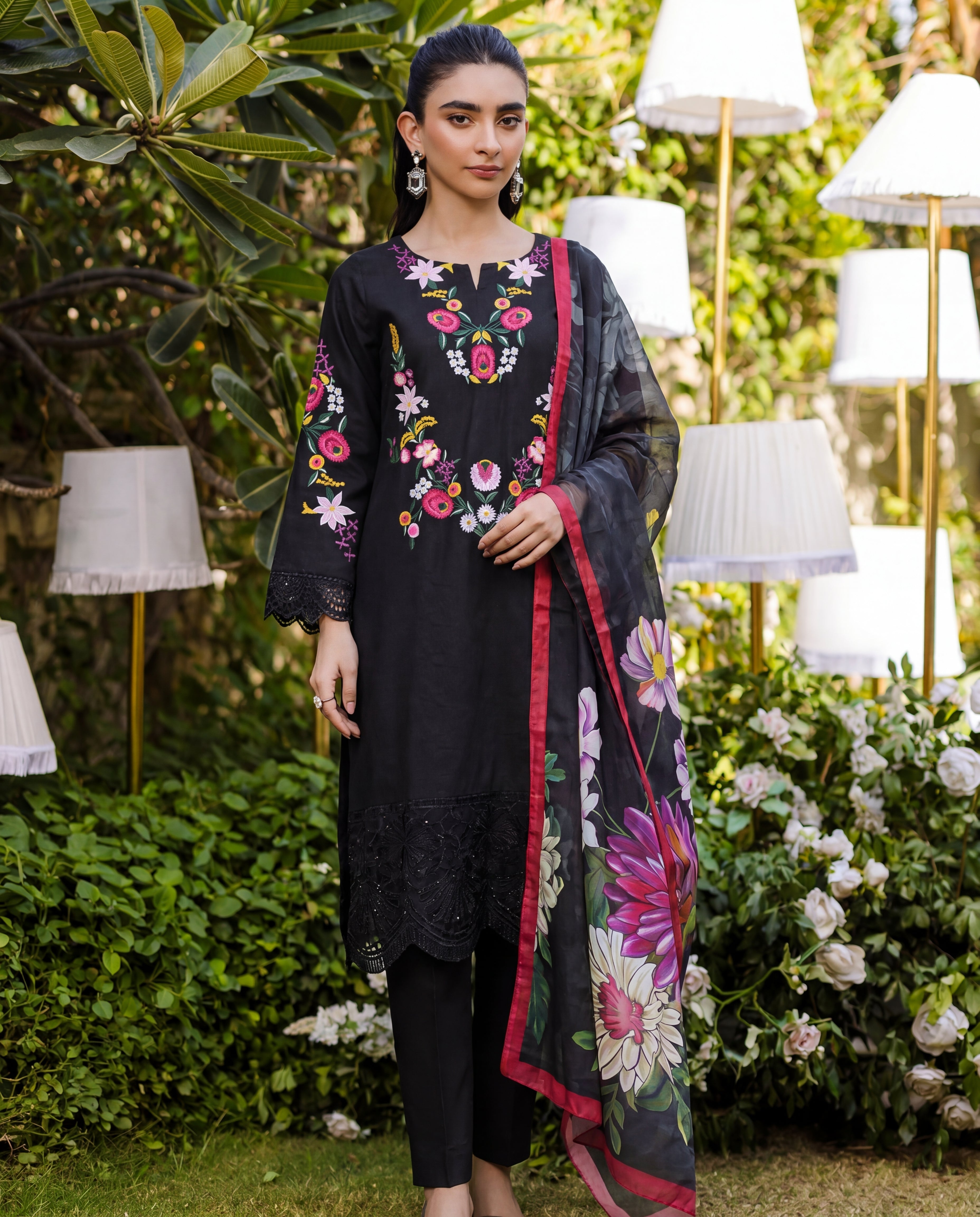 Daffodil Black Premium Fabric Pakistani Summer Dresses - Sahiba-clothing - 8