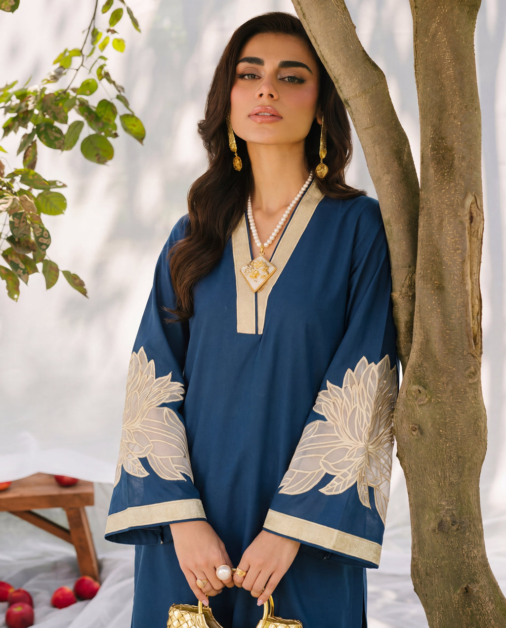 Denali Blue Premium Fabric Pakistani Summer Dresses - Sahiba-clothing - 2