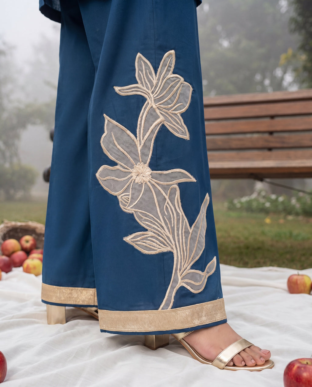 Denali Blue Premium Fabric Pakistani Summer Dresses - Sahiba-clothing - 5