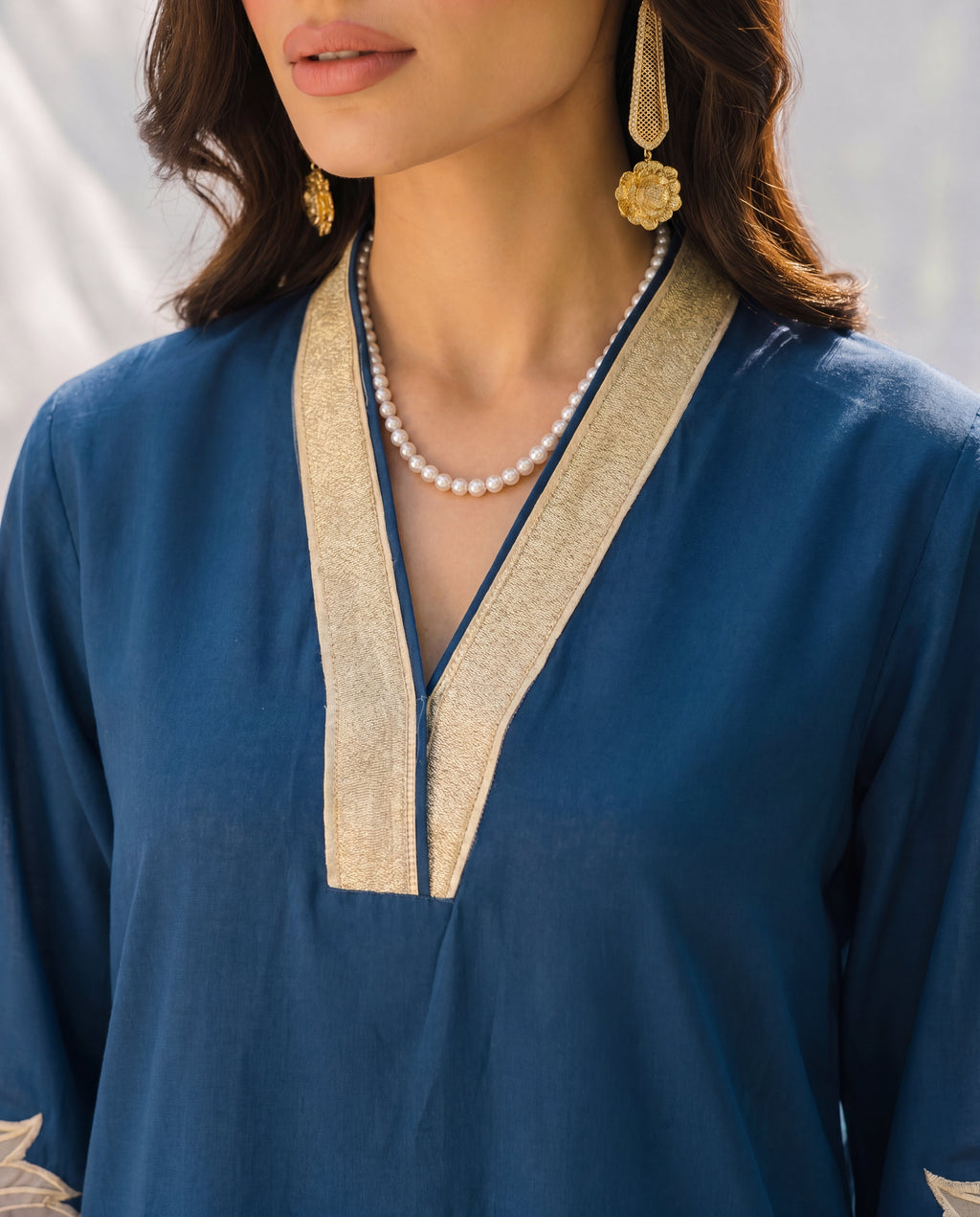 Denali Blue Premium Fabric Pakistani Summer Dresses - Sahiba-clothing - 4