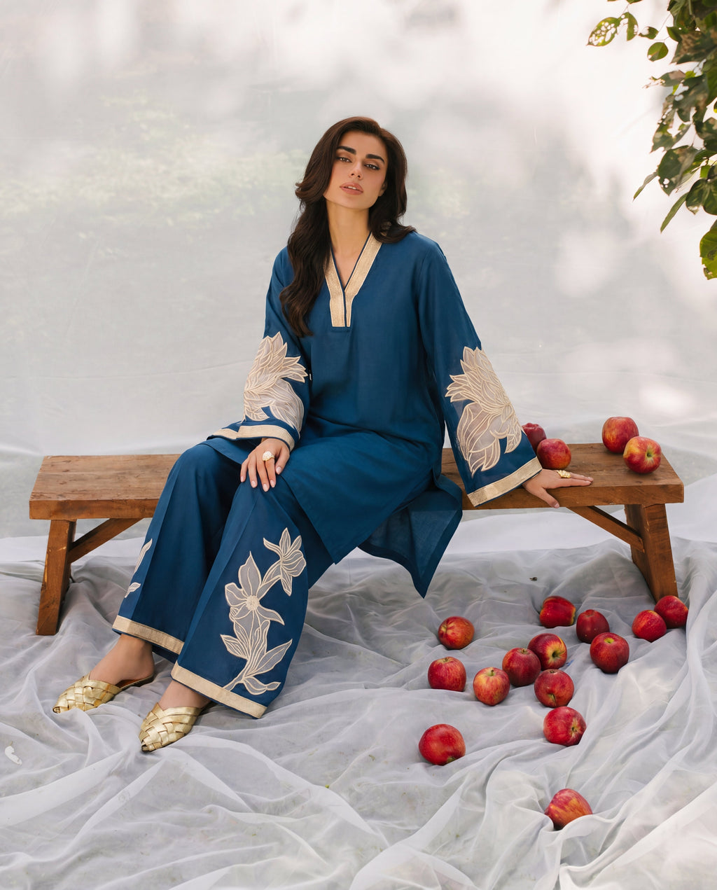 Denali Blue Premium Fabric Pakistani Summer Dresses - Sahiba-clothing - 6