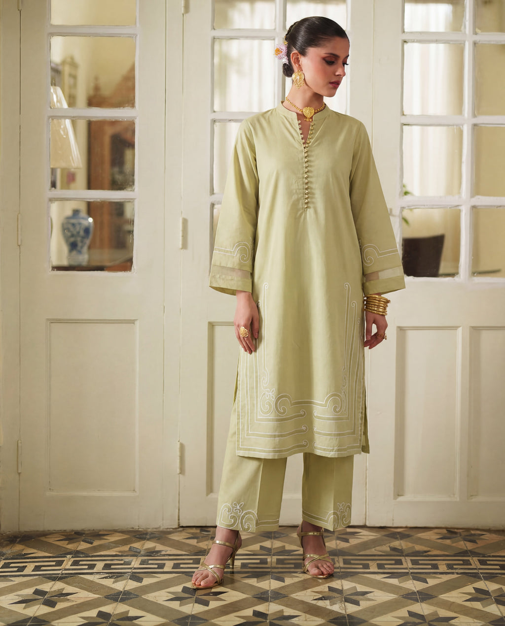 Desire Lemon Premium Fabric Pakistani Summer Dresses - Sahiba-clothing - 1
