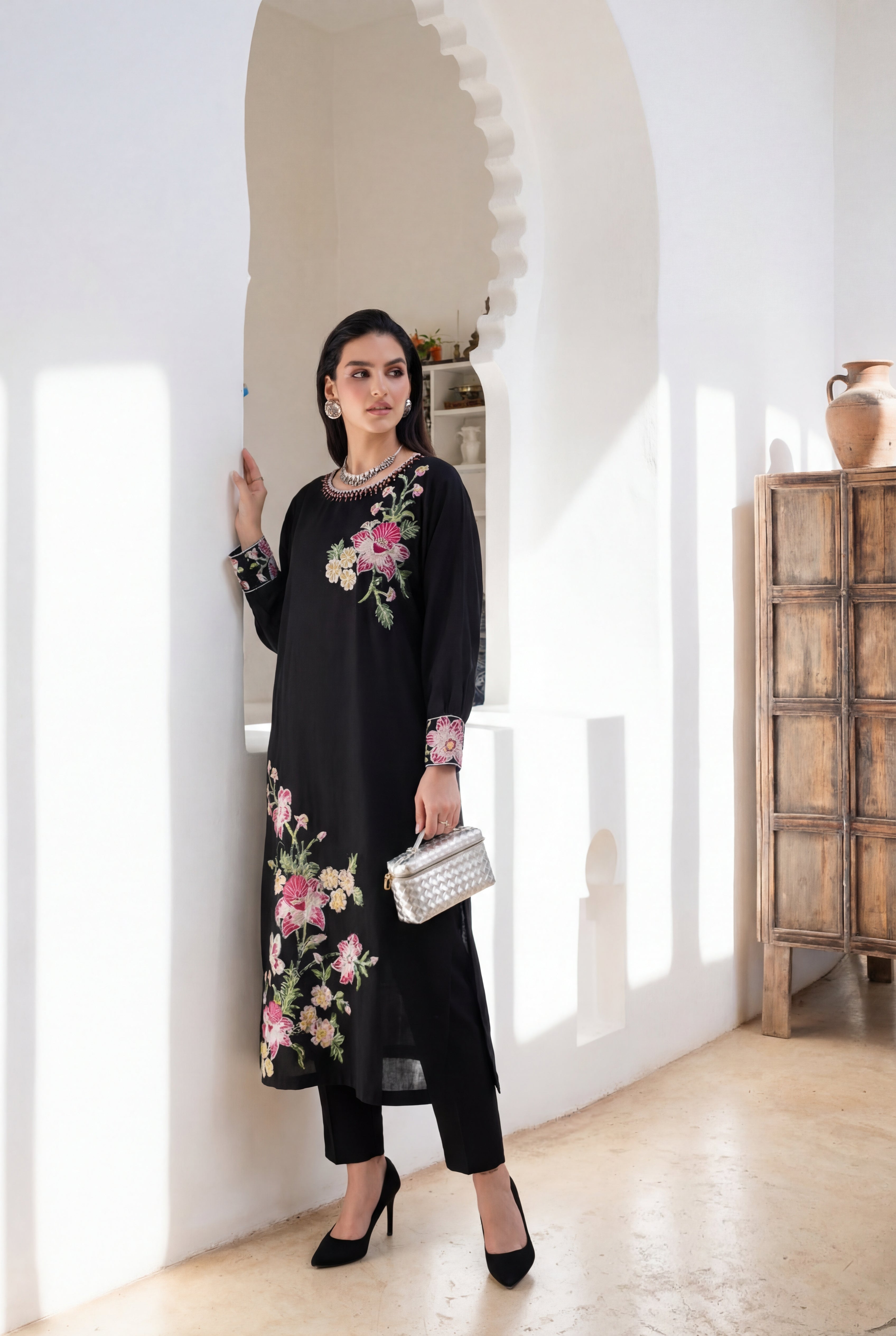Dilkash Black Premium Fabric Pakistani Winter Dresses - Sahiba-clothing - 10