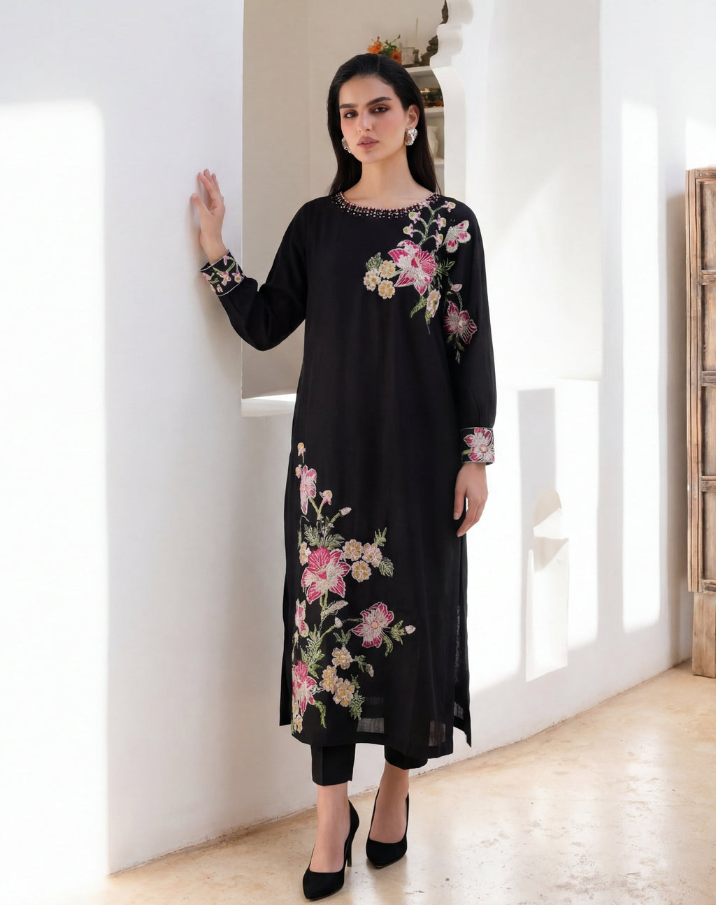 Dilkash Black Premium Fabric Pakistani Winter Dresses - Sahiba-clothing - 8