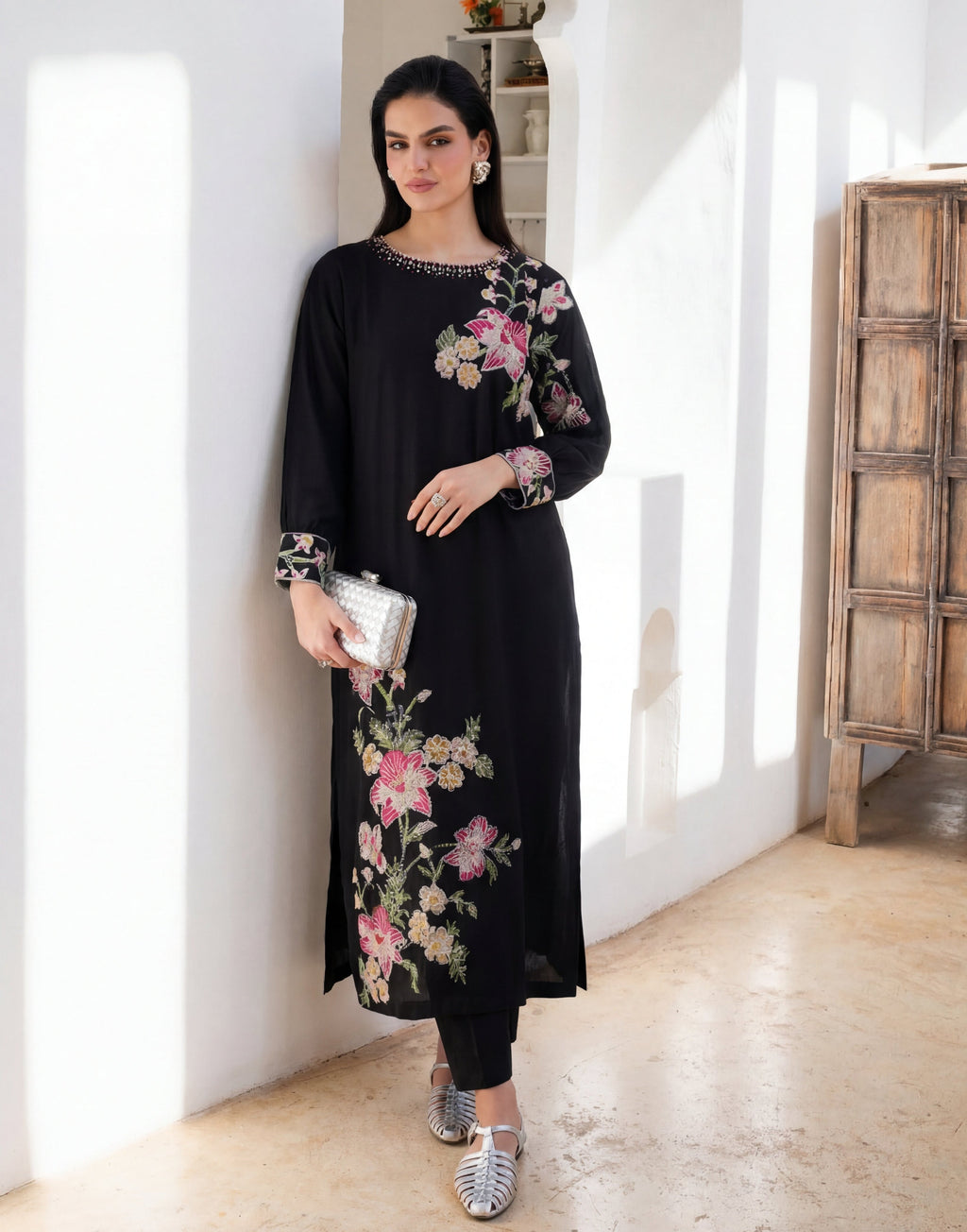 Dilkash Black Premium Fabric Pakistani Winter Dresses - Sahiba-clothing - 7