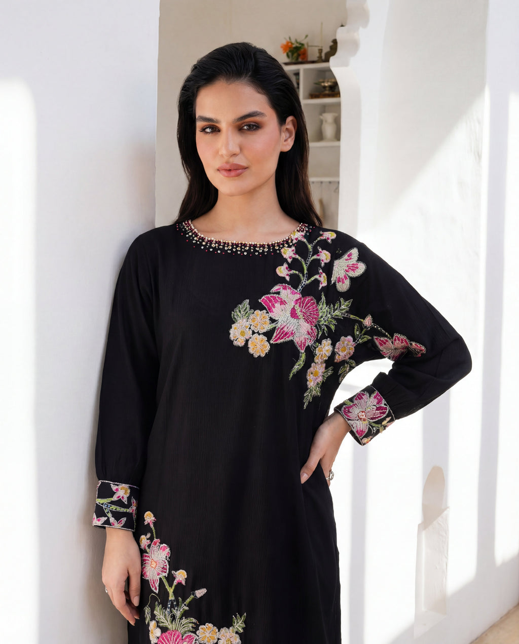 Dilkash Black Premium Fabric Pakistani Winter Dresses - Sahiba-clothing - 6