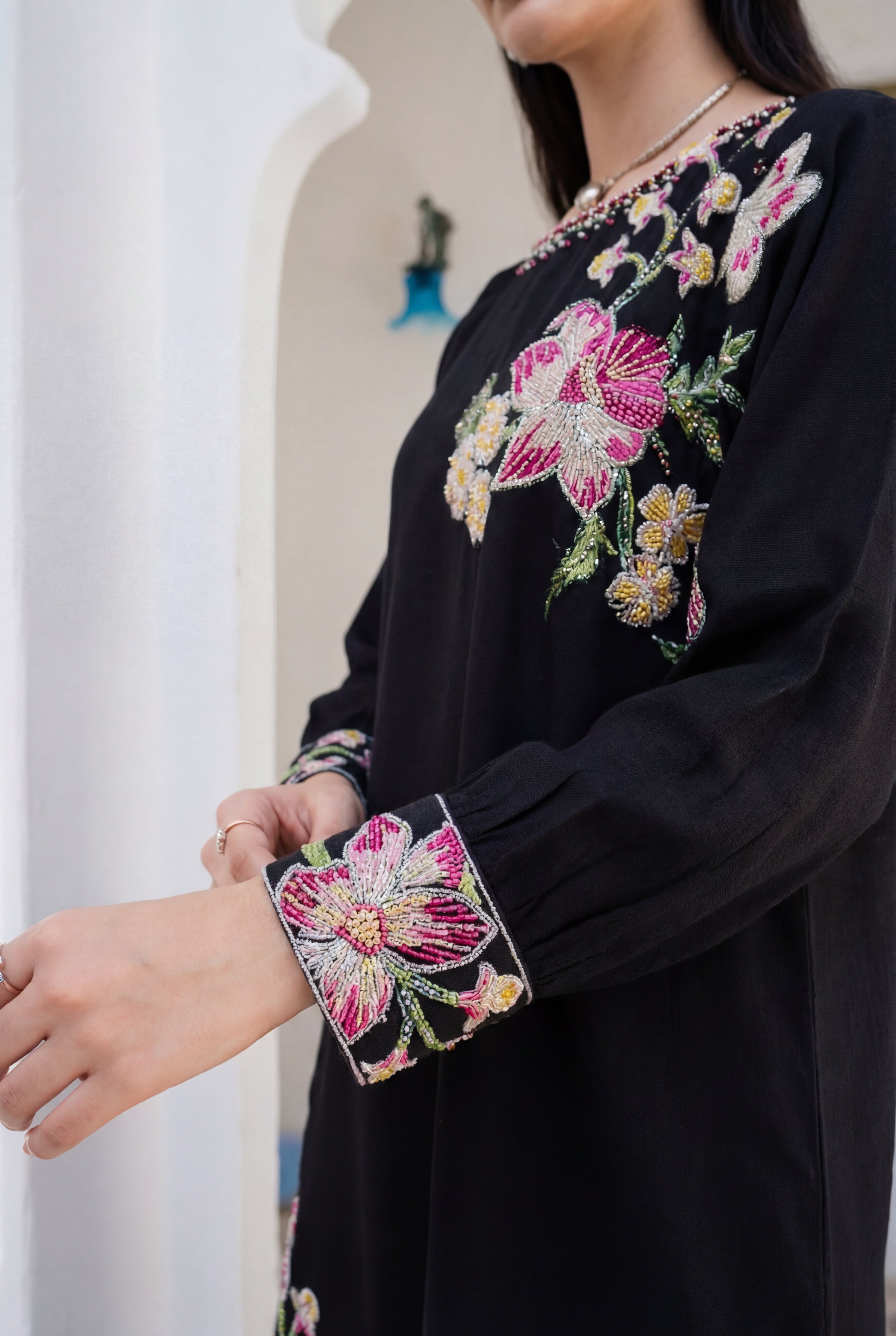 Dilkash Black Premium Fabric Pakistani Winter Dresses - Sahiba-clothing - 4