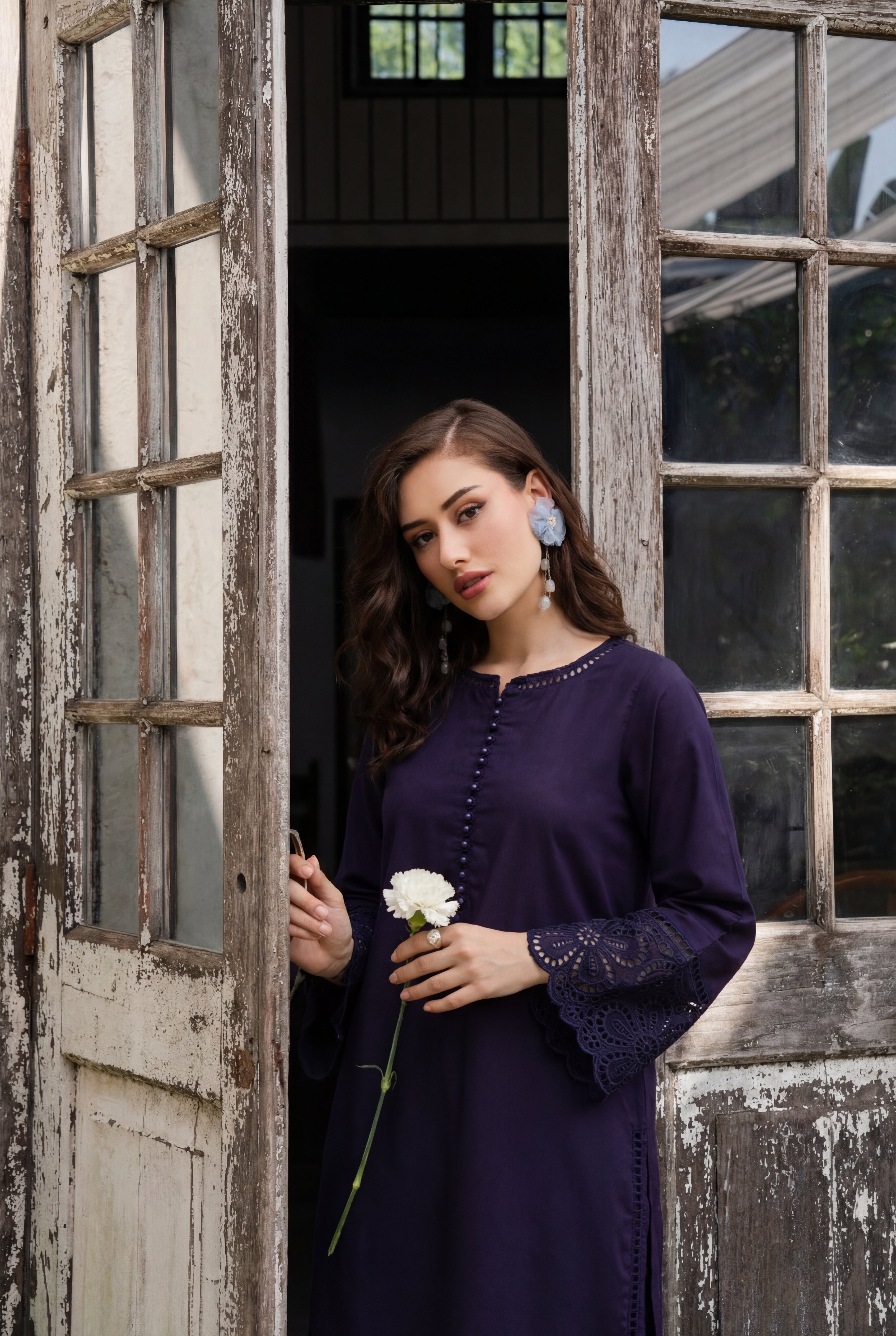 Dure Navy Premium Fabric Pakistani Summer Dresses - Sahiba-clothing - 2