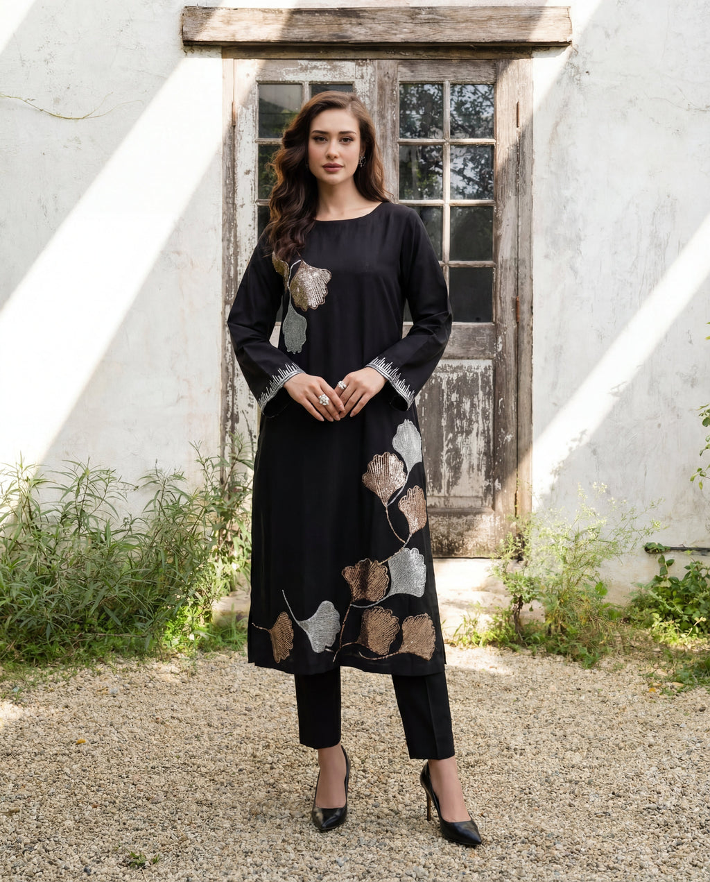 Elegant Black Premium Fabric Pakistani Summer Dresses - Sahiba-clothing - 1