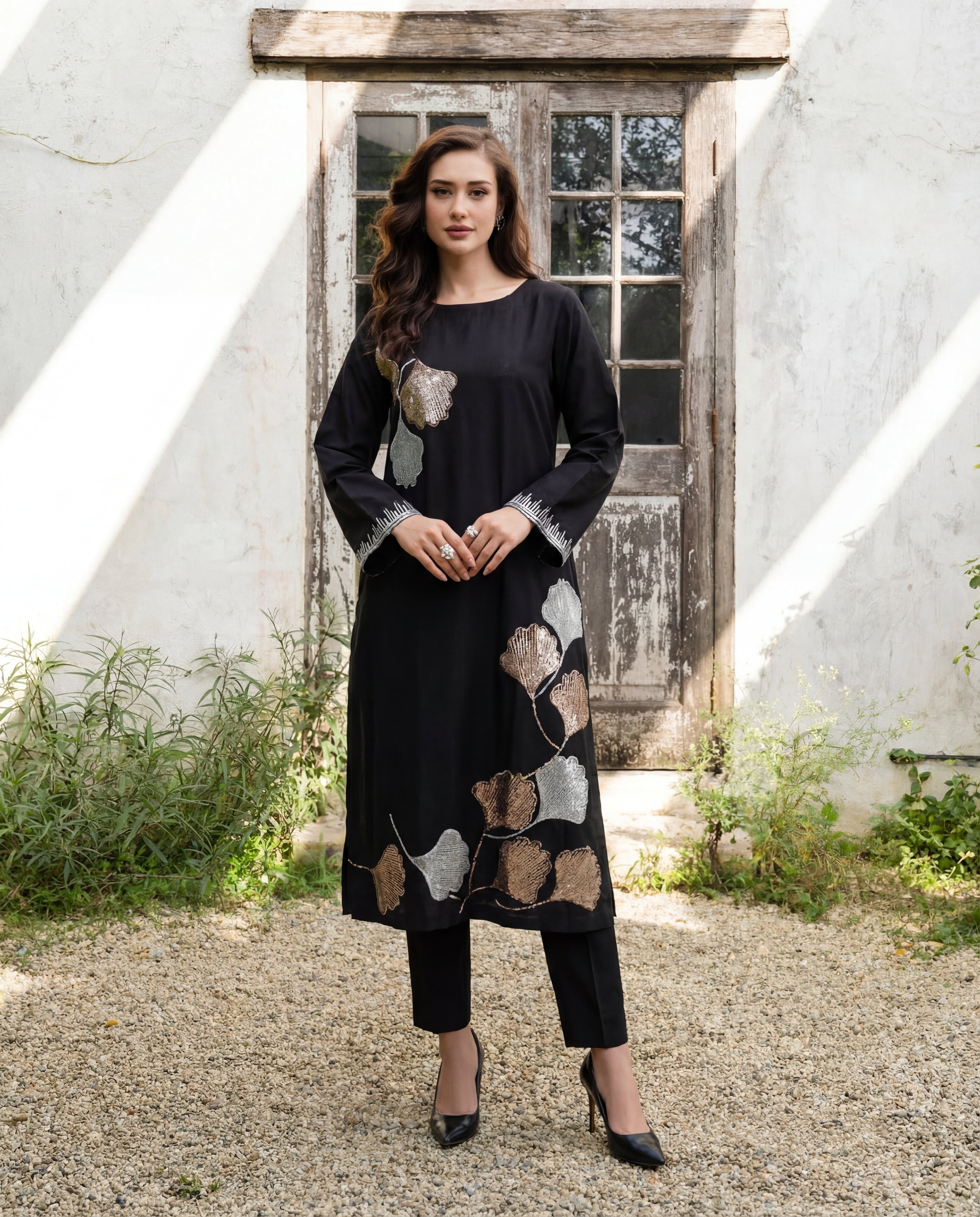 Elegant Black Premium Fabric Pakistani Summer Dresses - Sahiba-clothing - 1