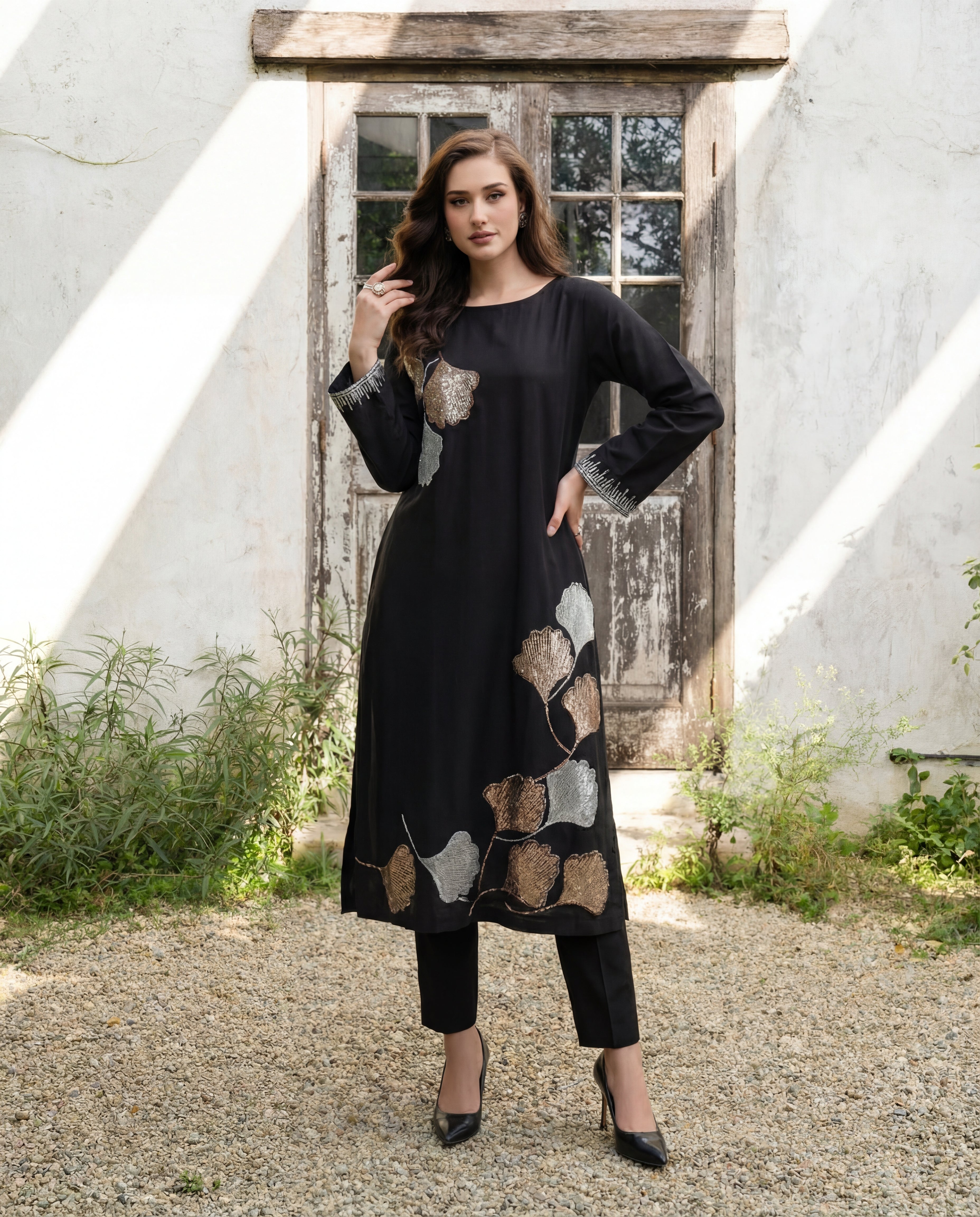 Elegant Black Premium Fabric Pakistani Summer Dresses - Sahiba-clothing - 4