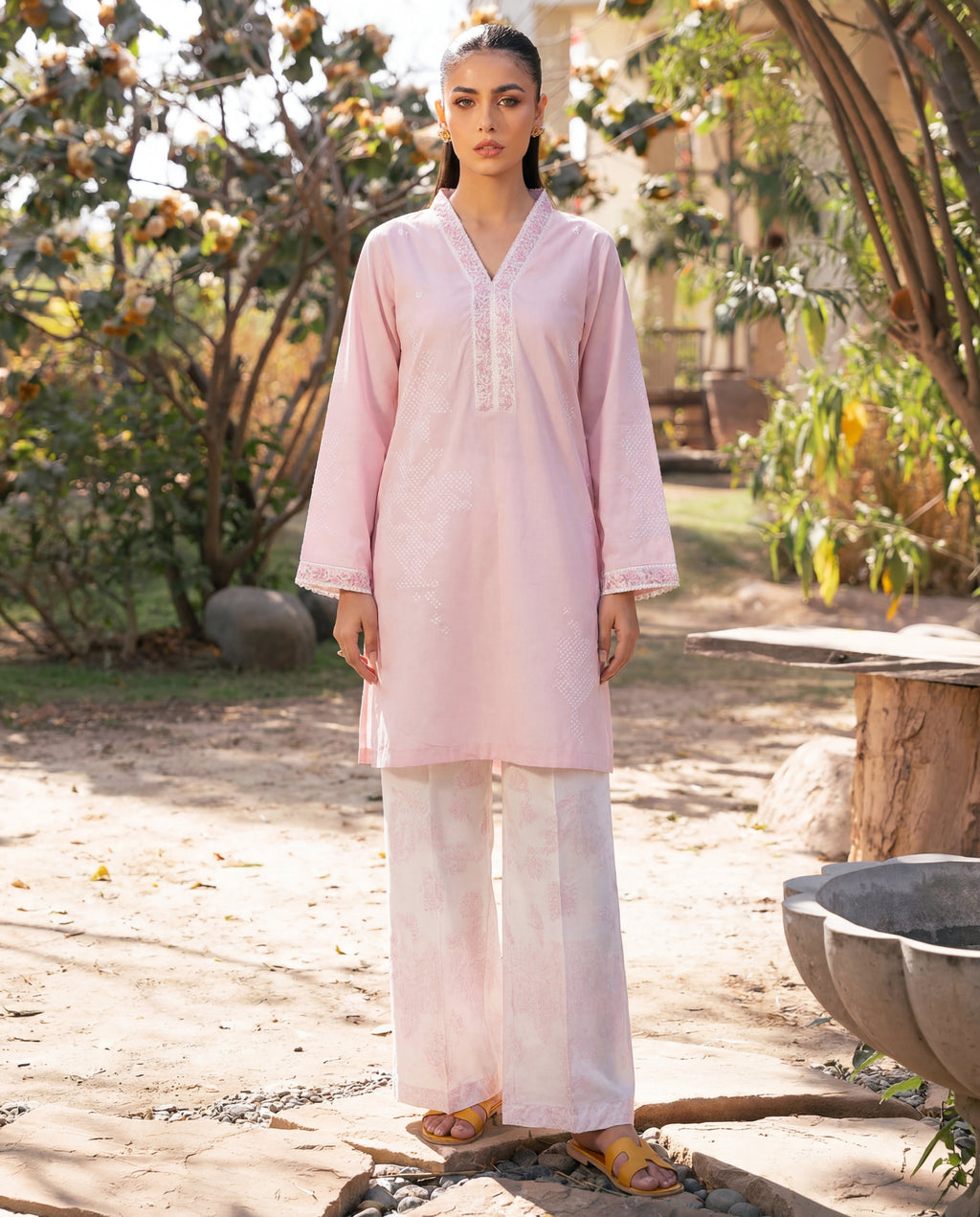 Fountain - Pink Premium Fabric Pakistani Summer Dresses - Sahiba-clothing - 1