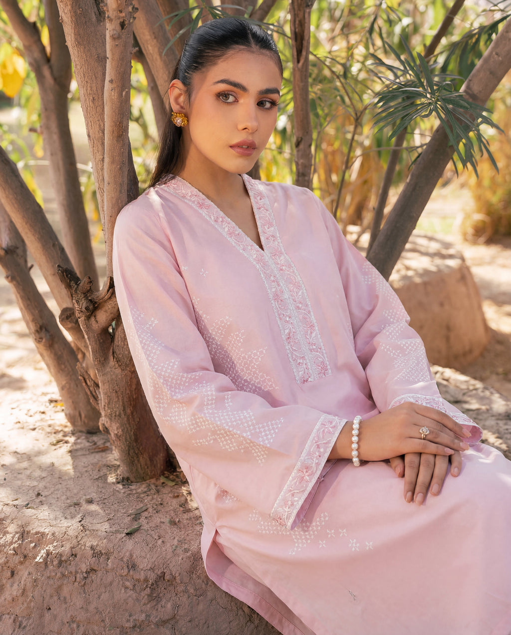 Fountain - Pink Premium Fabric Pakistani Summer Dresses - Sahiba-clothing - 2