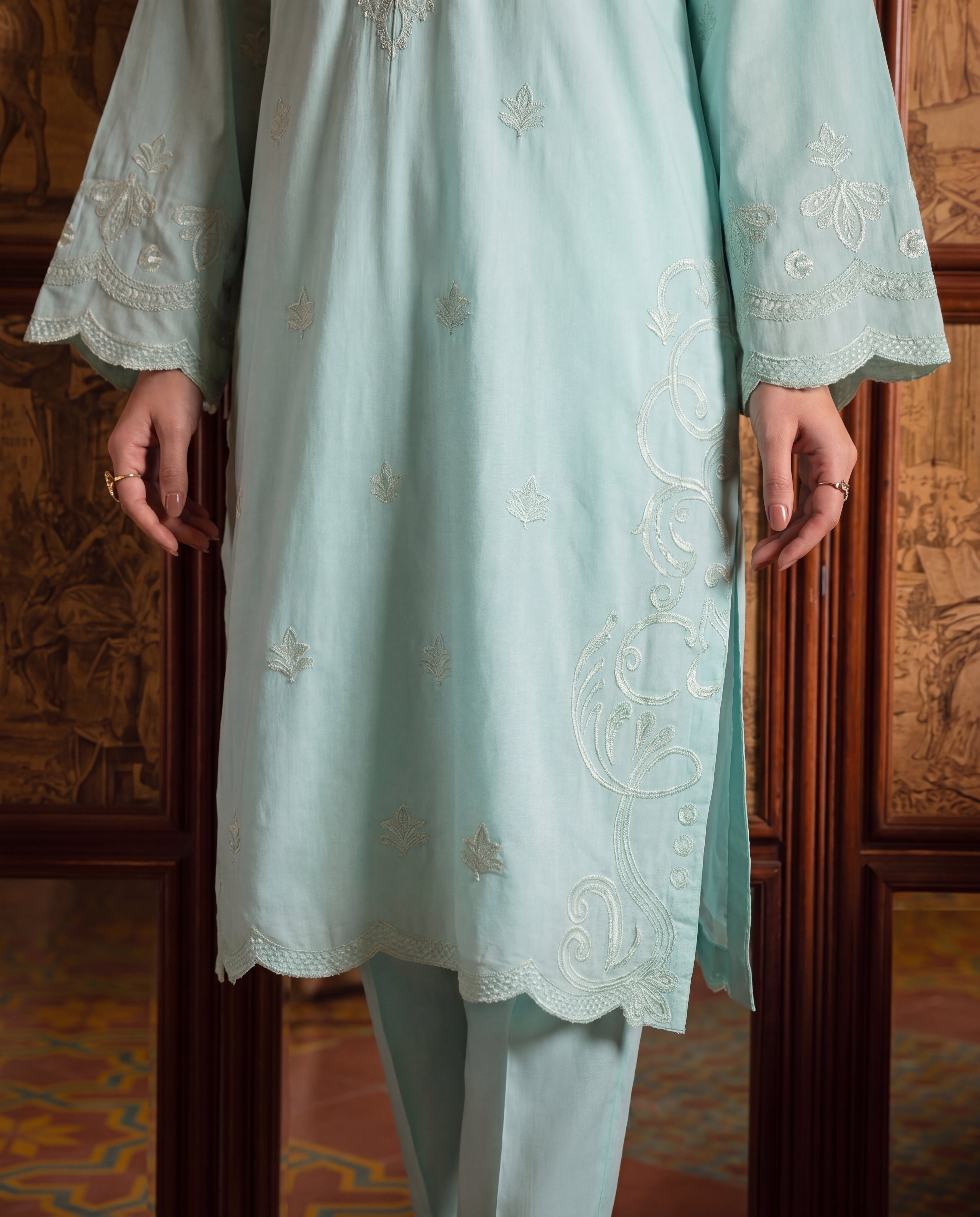 Freedom Cyan Premium Fabric Pakistani Summer Dresses - Sahiba-clothing - 6