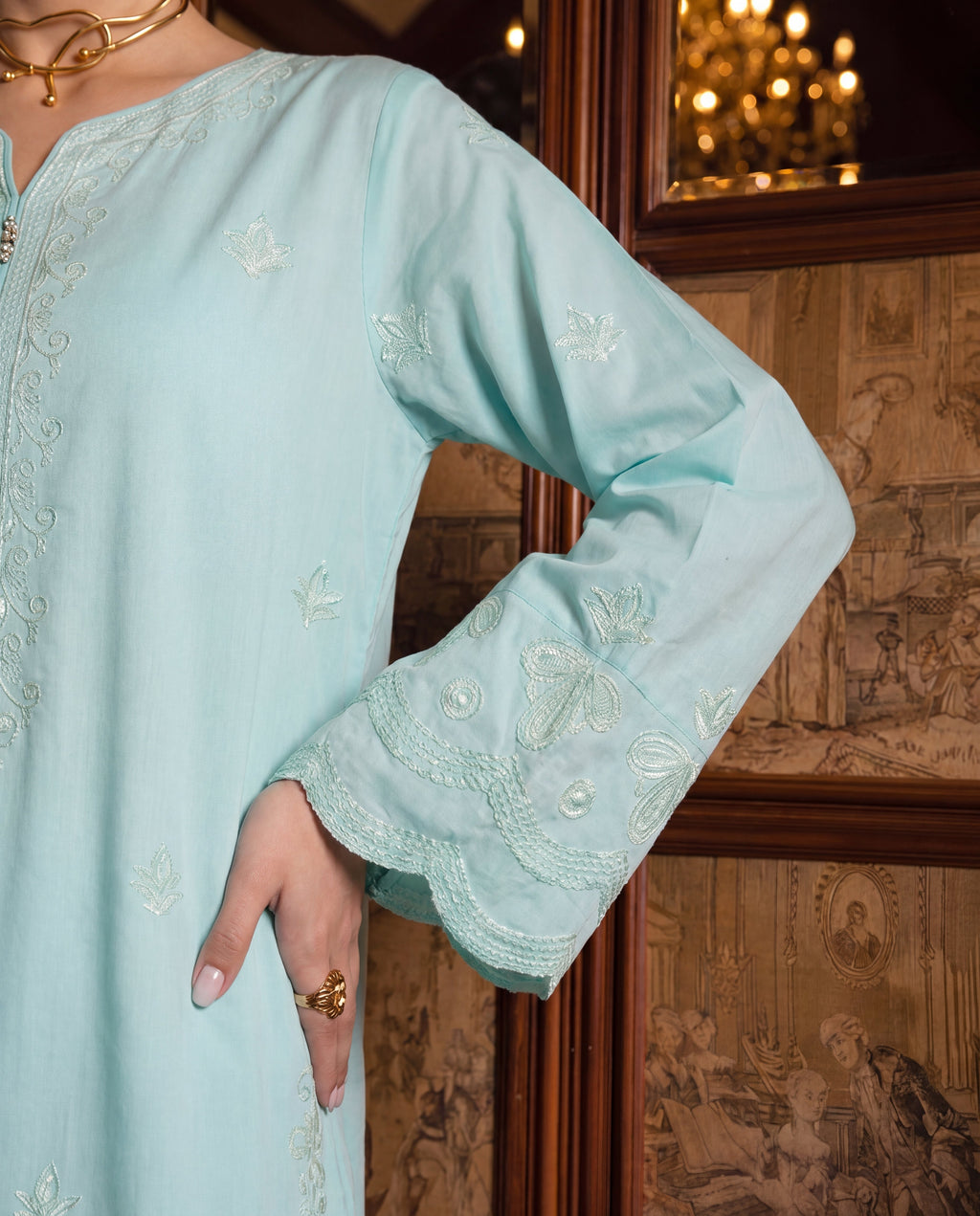 Freedom Cyan Premium Fabric Pakistani Summer Dresses - Sahiba-clothing - 4