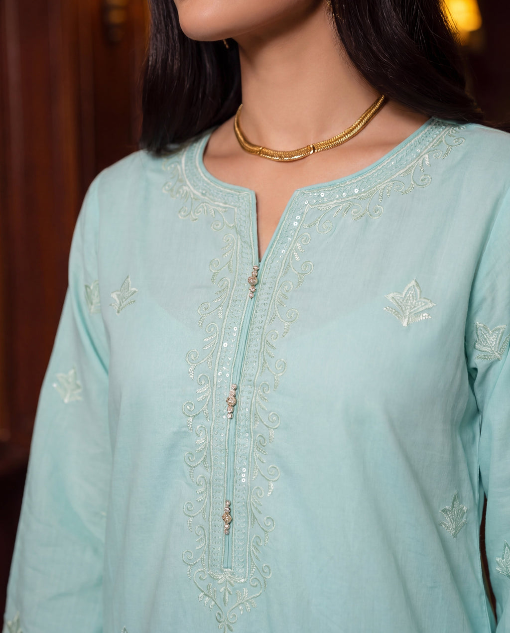 Freedom Cyan Premium Fabric Pakistani Summer Dresses - Sahiba-clothing - 3