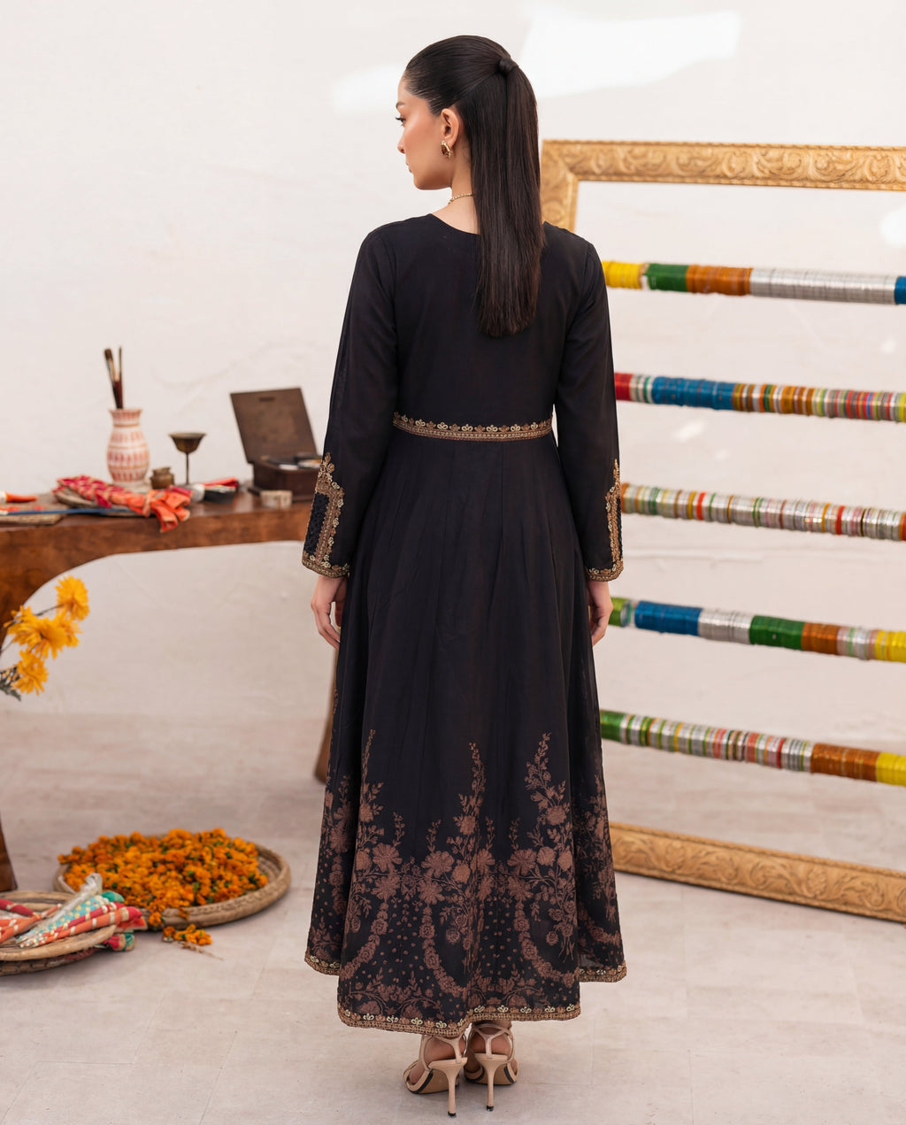 Gazing Black Premium Fabric Pakistani Summer Dresses - Sahiba-clothing - 8